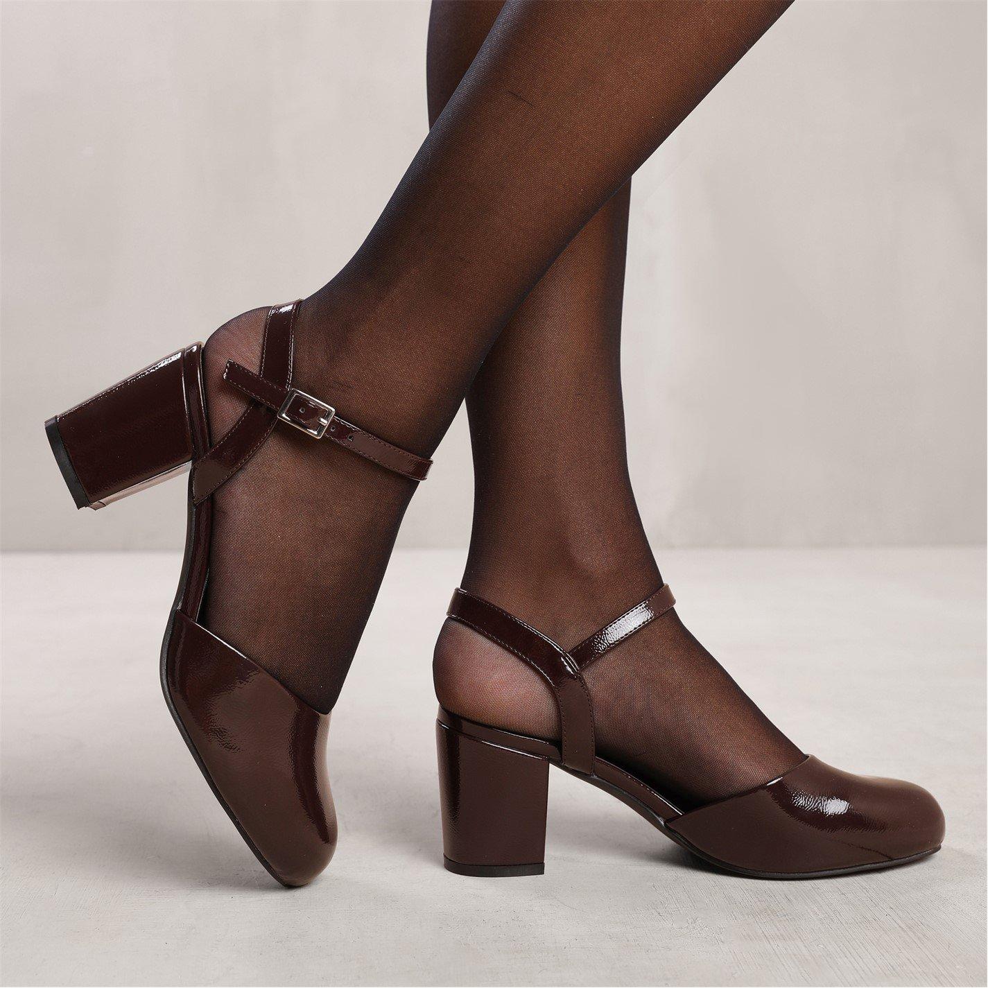 Oxbloodcrinklep - Wheres That From - Guelder Round Toe Mid Block Heel With Strap In Oxb - 3