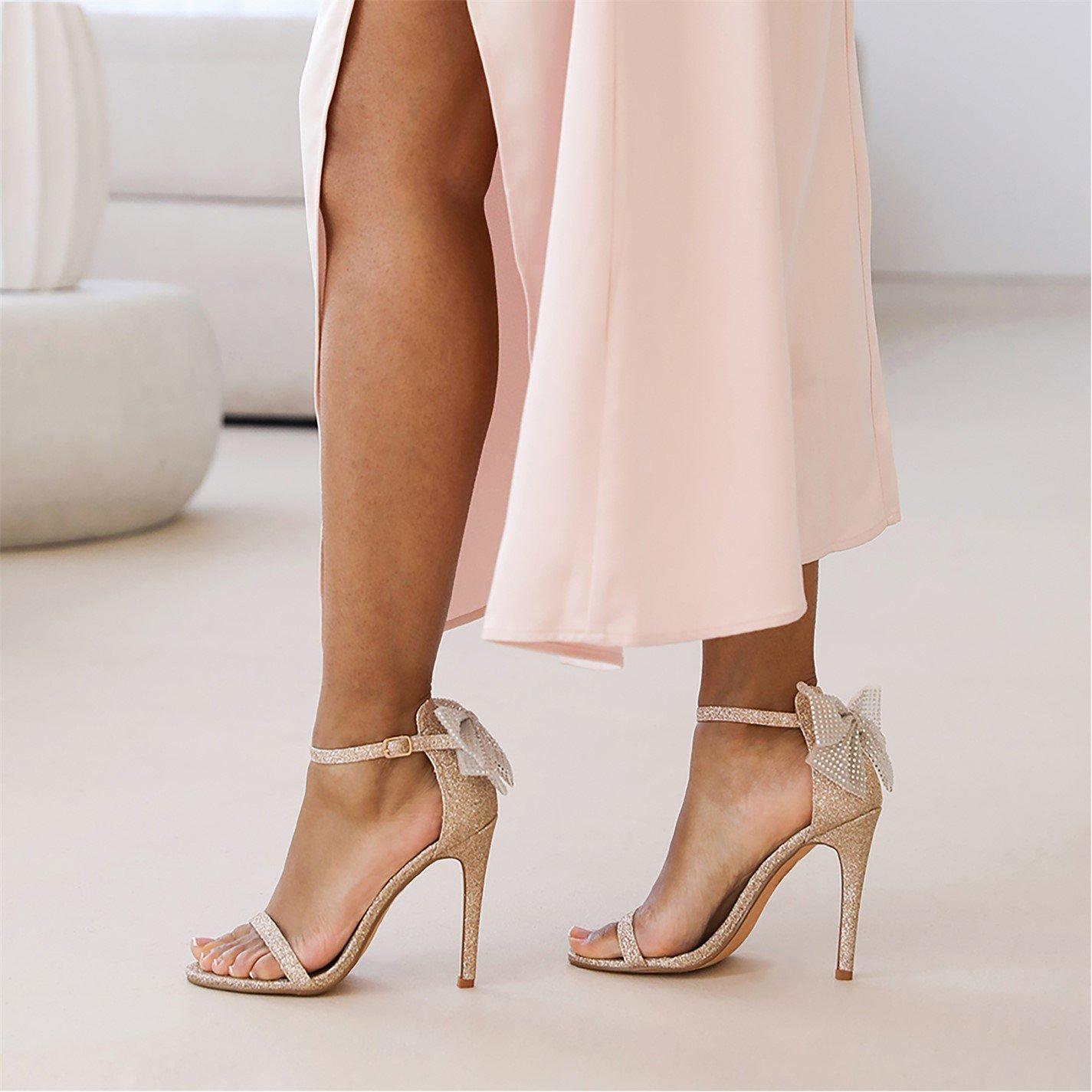 Champagneglitte - Wheres That From - Chicago Champagne High Heel With Diamante Bow - 2