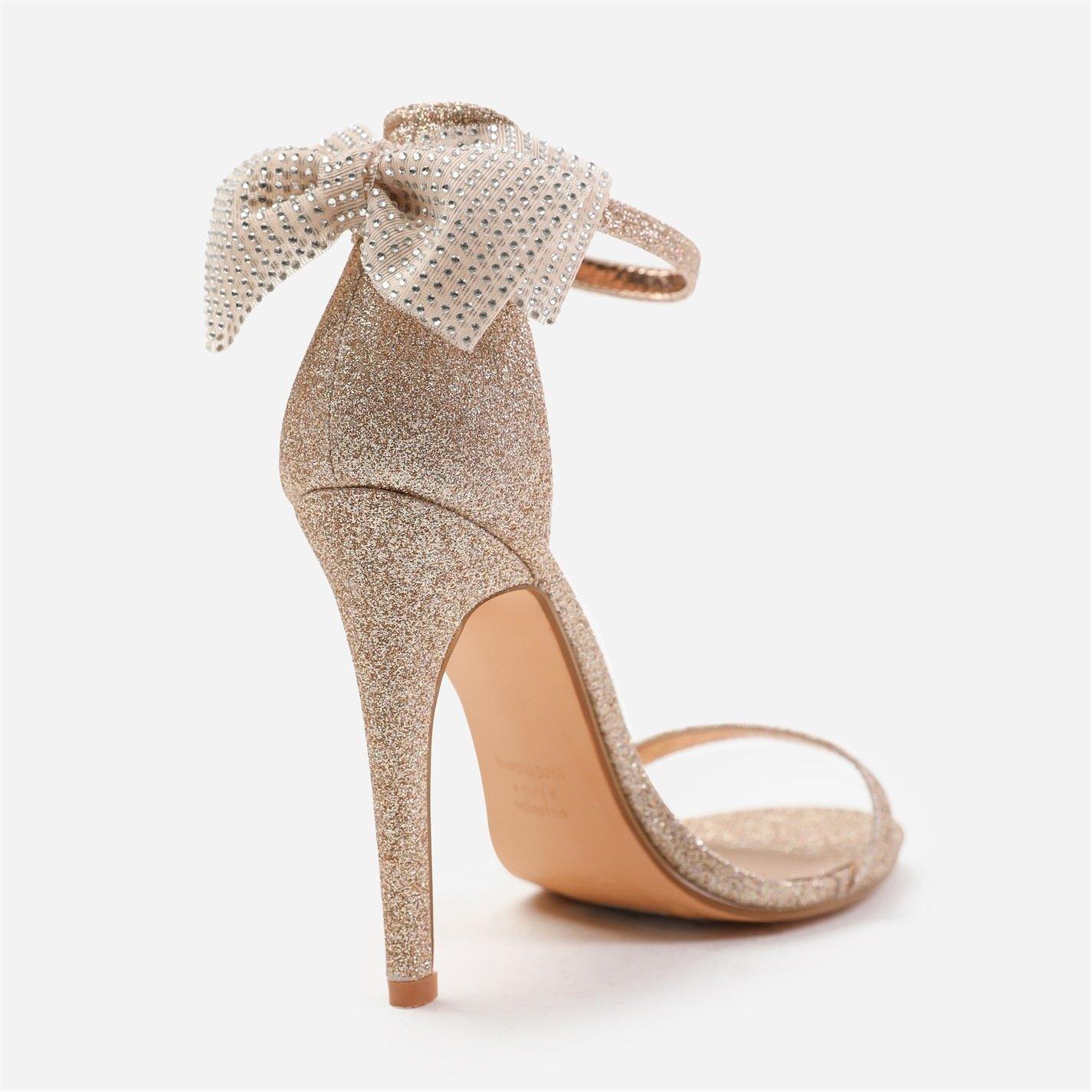Champagneglitte - Wheres That From - Chicago Champagne High Heel With Diamante Bow - 4