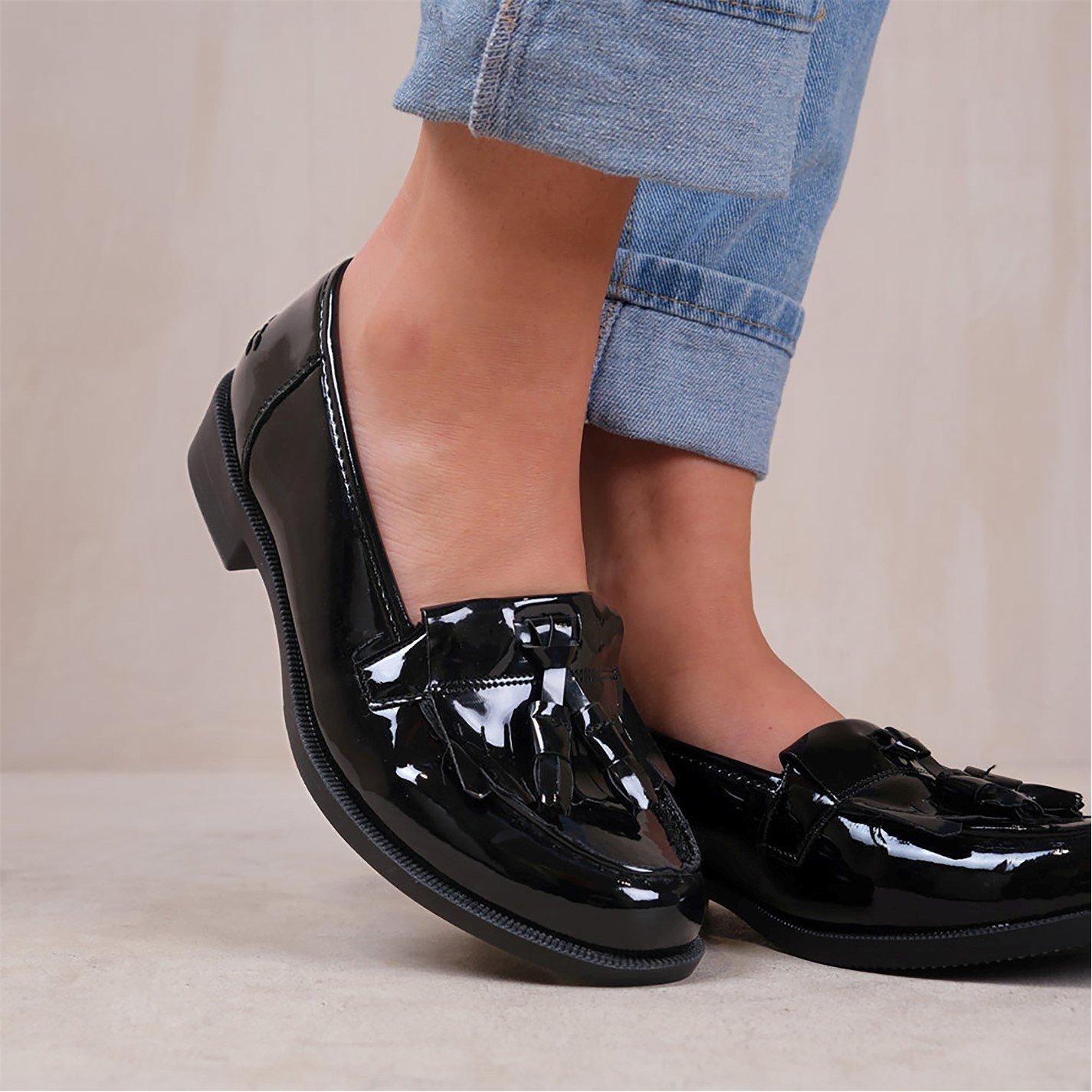 Black Patent - Wheres That From - Black Patent Imogen Flatform Slip On Loafers - 2