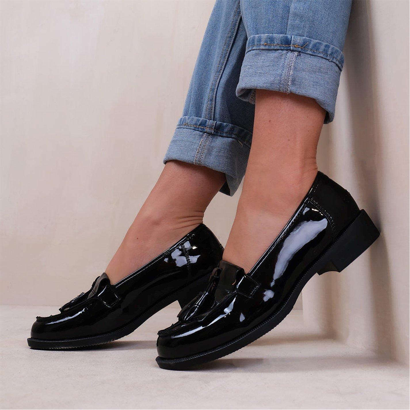 Black Patent - Wheres That From - Black Patent Imogen Flatform Slip On Loafers - 3