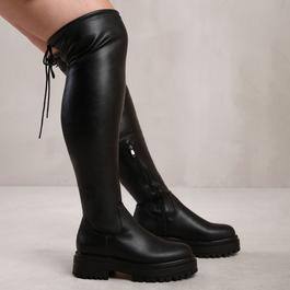 Wheres That From Dawn Black Stretch Wide-Calf Over The Knee Boots