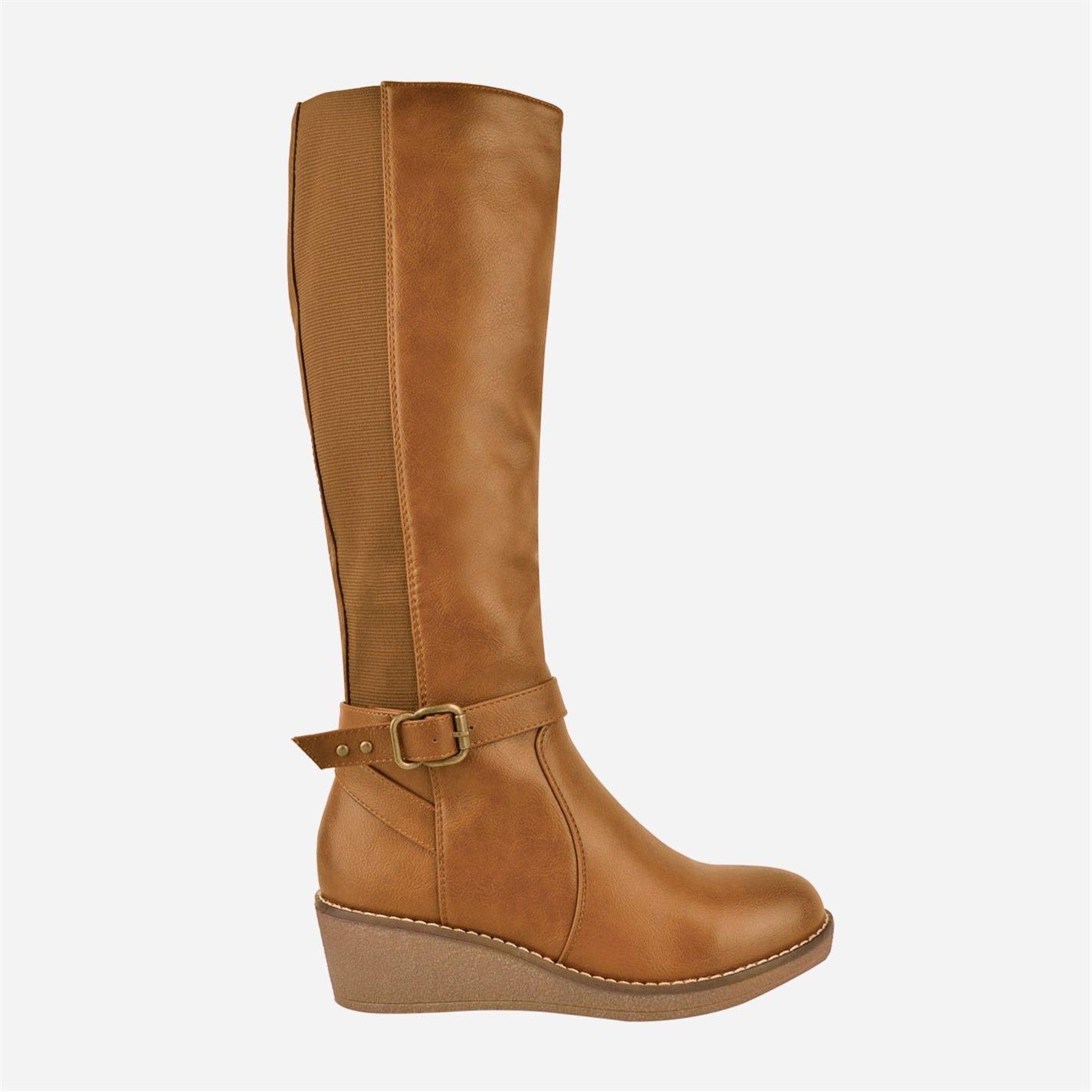 Tanpu - Wheres That From - Knee High Boots With Elastic Panel and Buckle Detail - 4