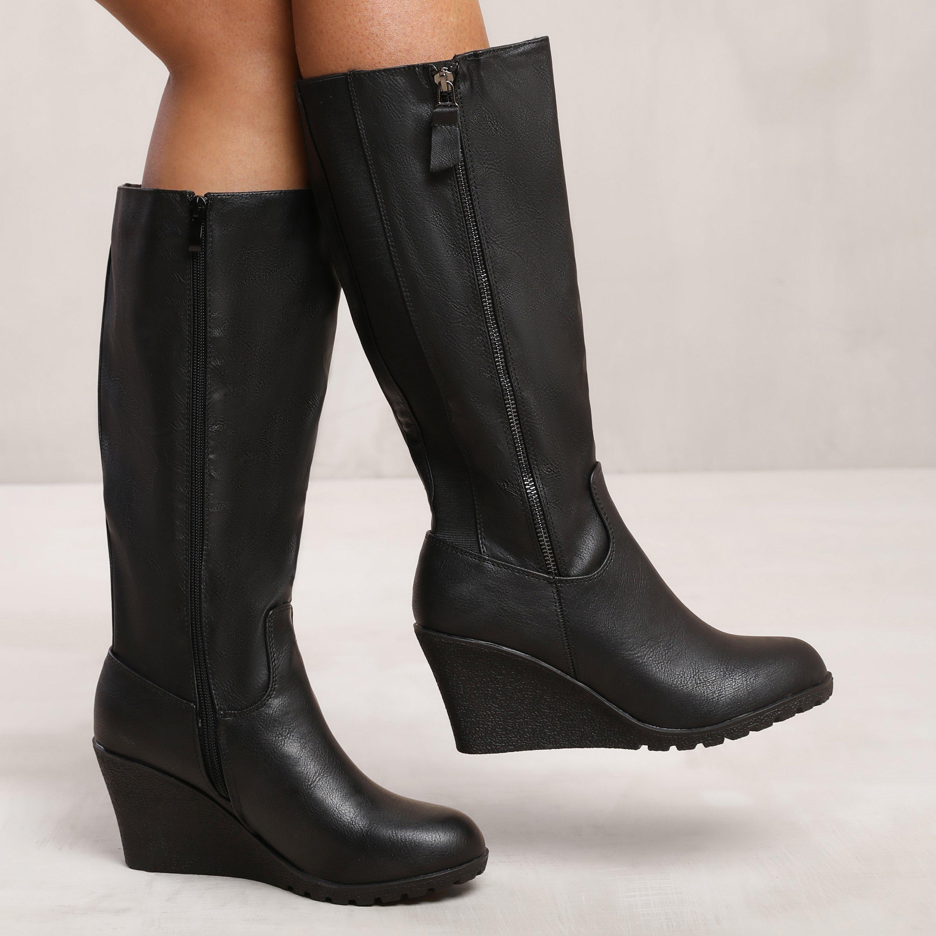 Black - Wheres That From - Black Pu Lara Mid Calf Boots - 2
