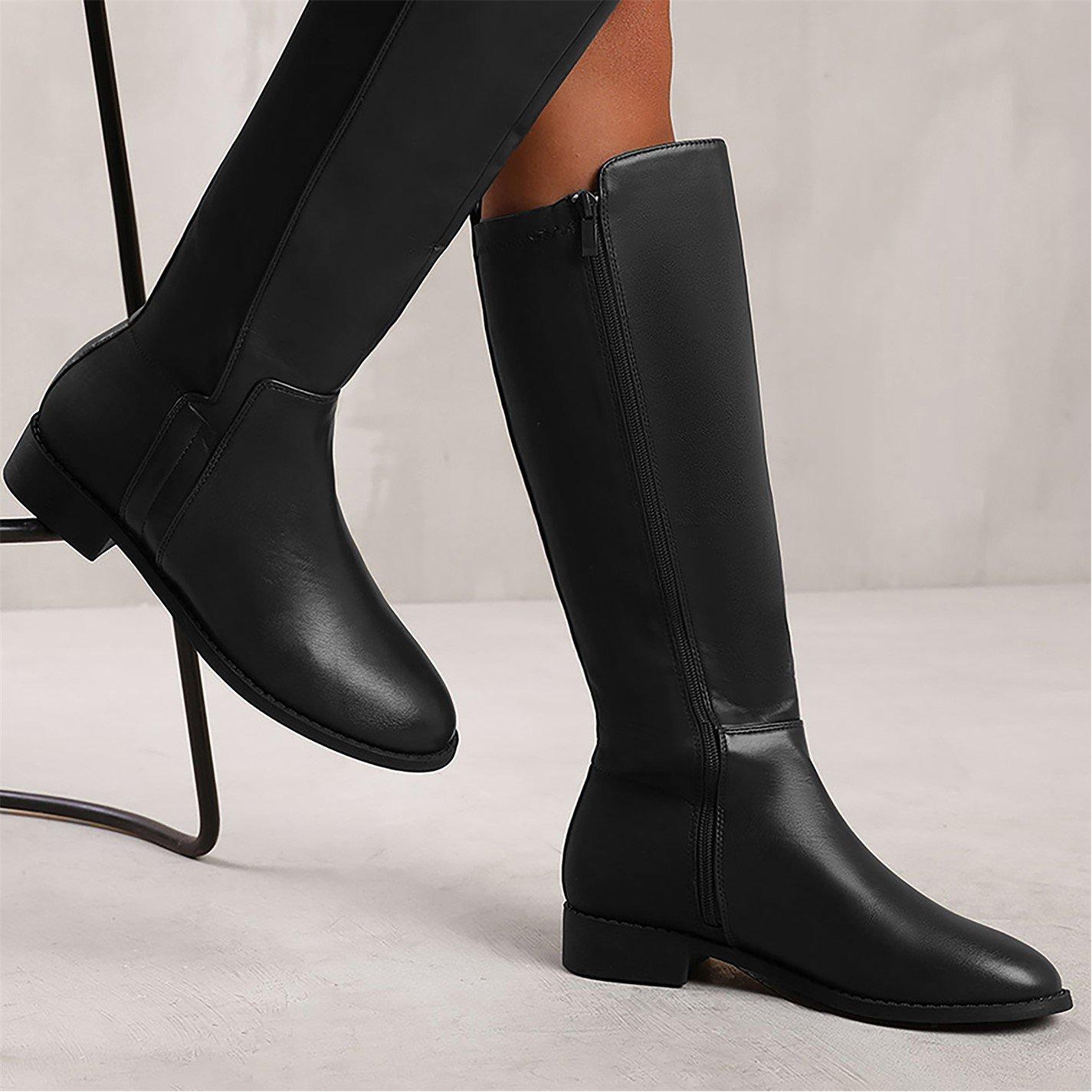 Black Pu - Wheres That From - Parker Knee High Boots In Black - 2