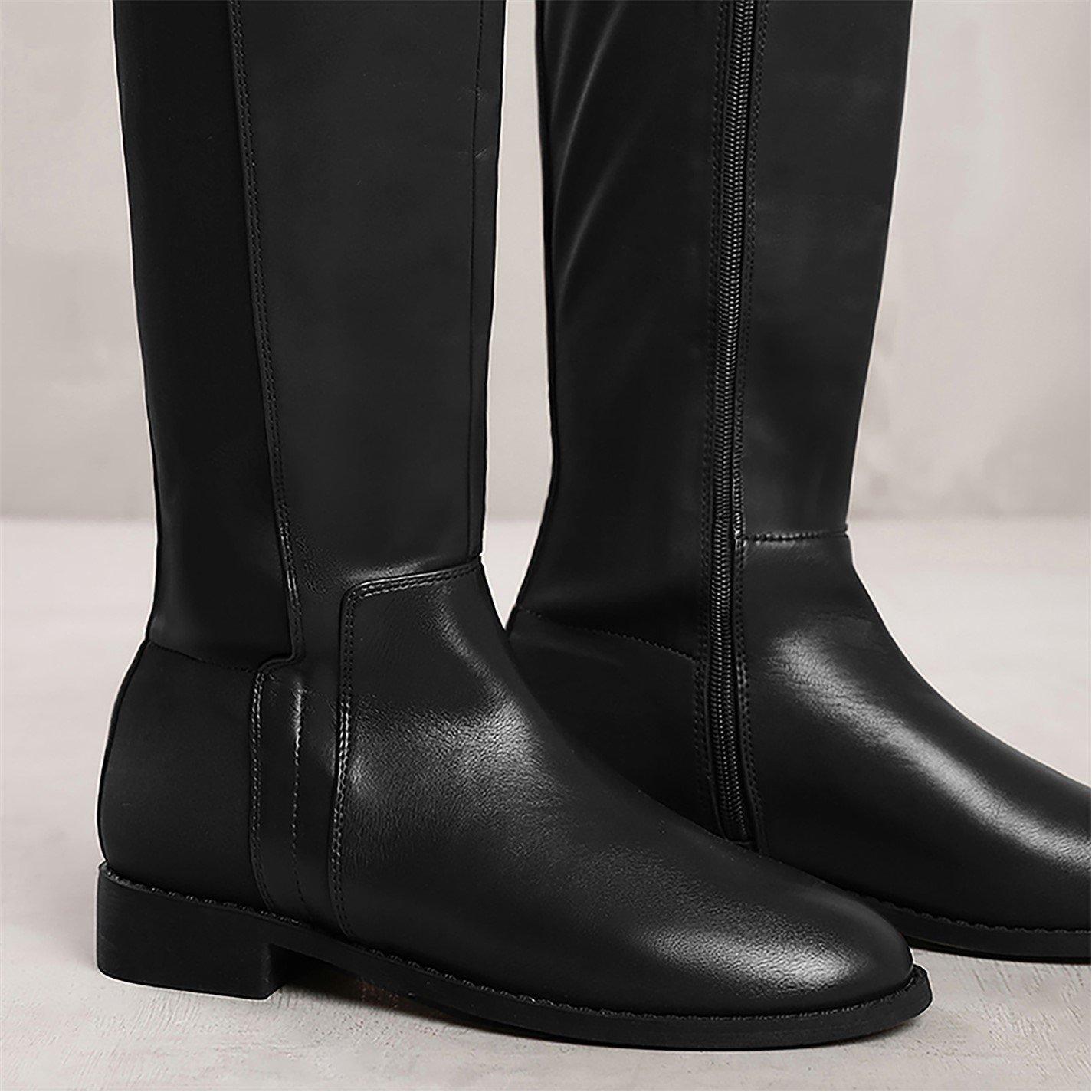 Black Pu - Wheres That From - Parker Knee High Boots In Black - 3