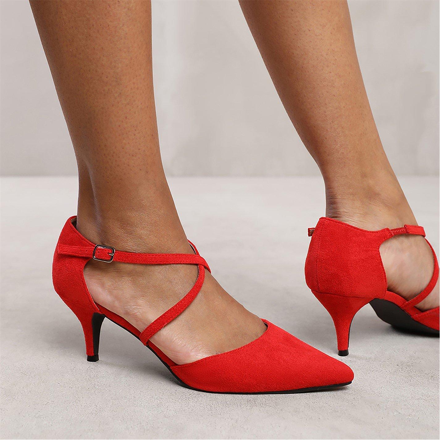 Redsuede - Wheres That From - Red Suede Kennedi Low Kitten Heels - 2