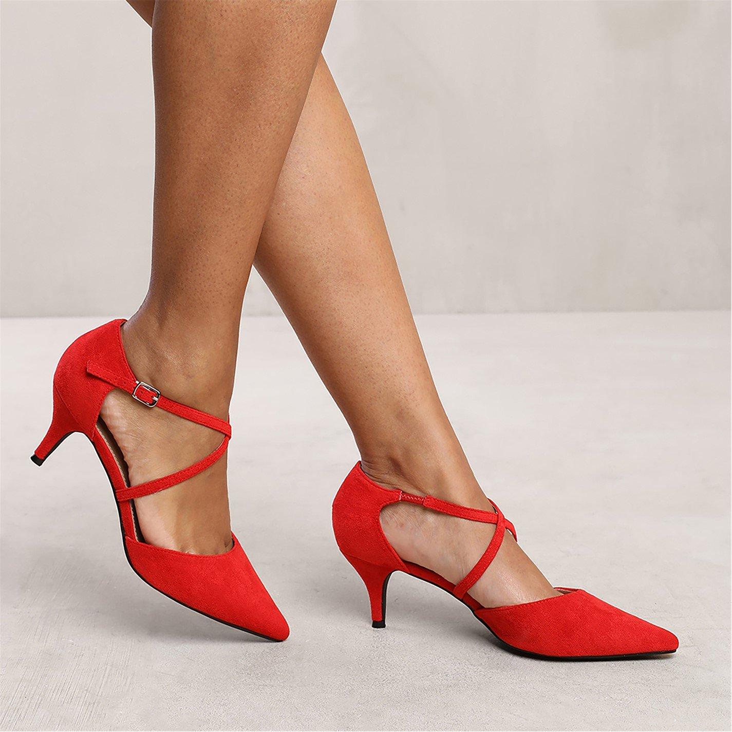 Redsuede - Wheres That From - Red Suede Kennedi Low Kitten Heels - 3