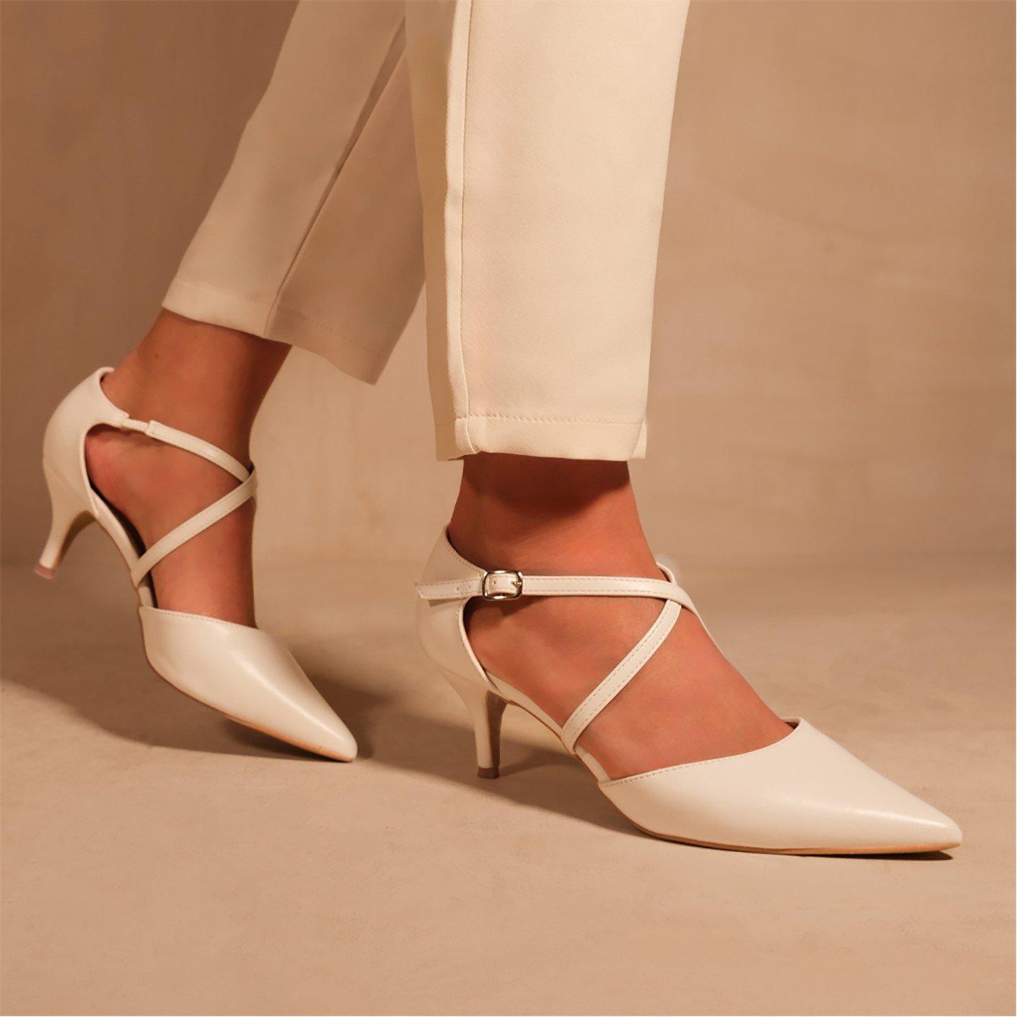 Whitepu - Wheres That From - White Pu Kennedi Low Kitten Heels - 2