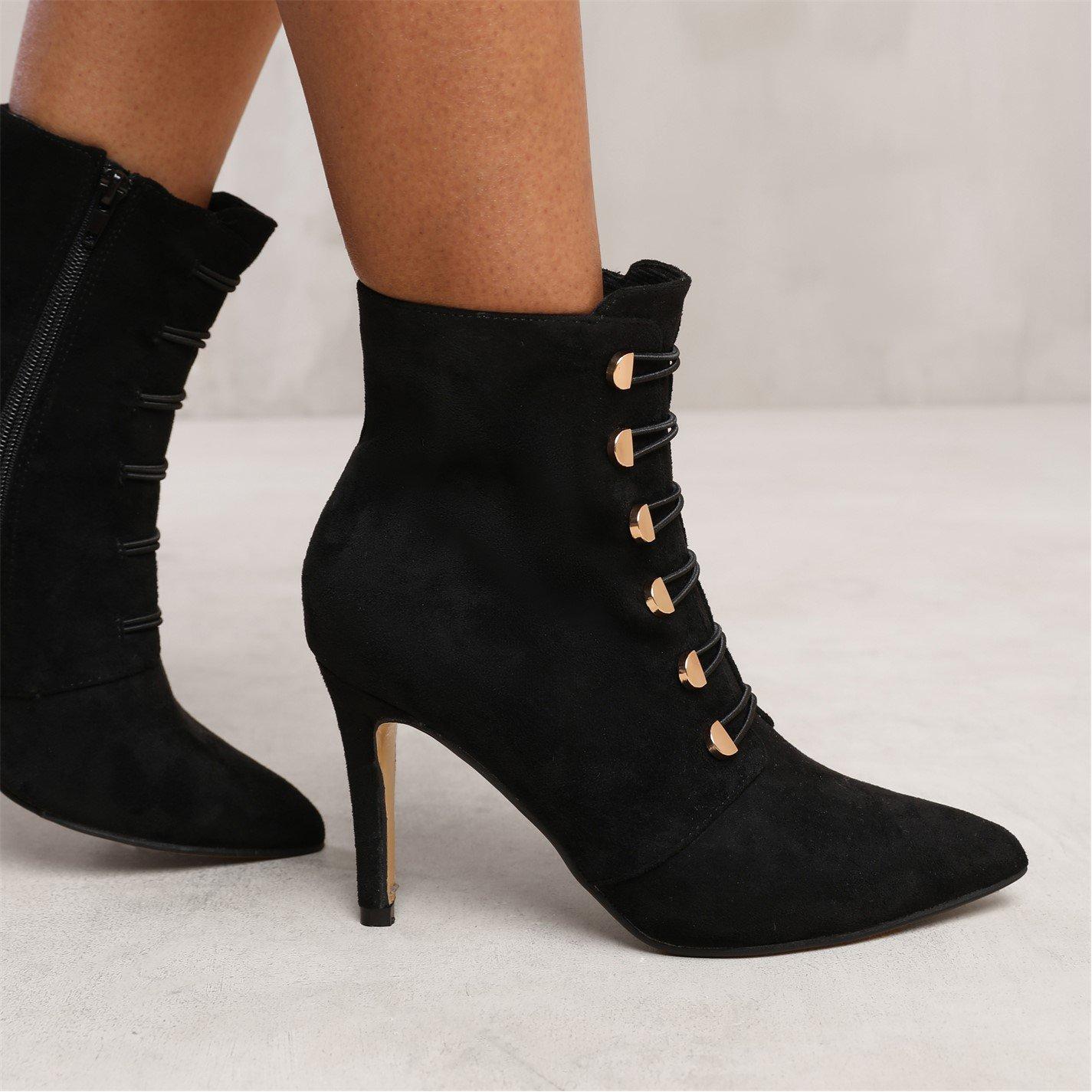 Black - Wheres That From - Black Suede Blythe Pointed Toe Ankle Boots - 2
