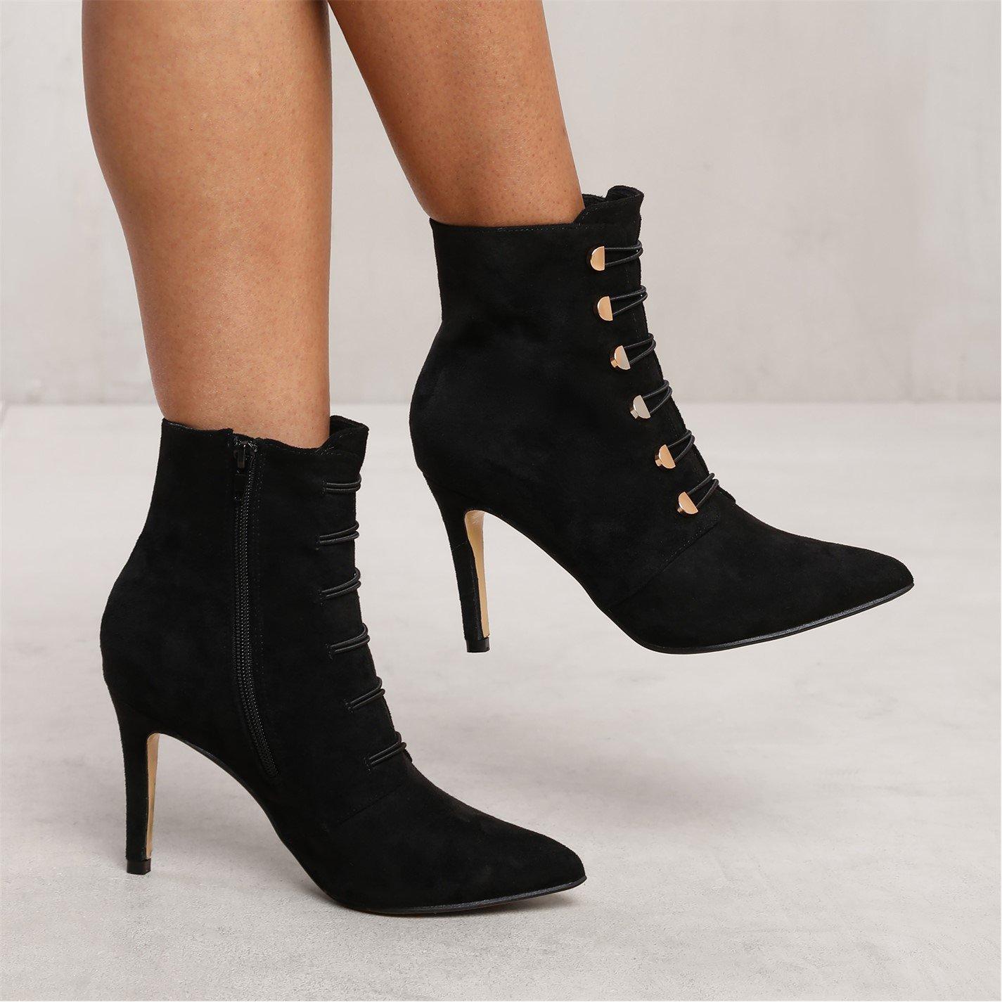 Black - Wheres That From - Black Suede Blythe Pointed Toe Ankle Boots - 3