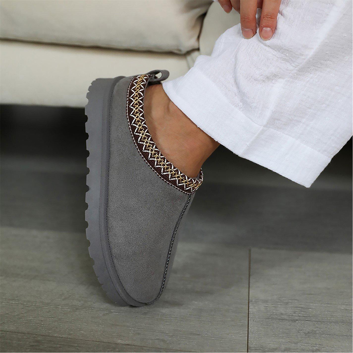 Lightgreysuede - Wheres That From - Pine Grey Faux-Suede Fur Lining Slipper Boots - 3