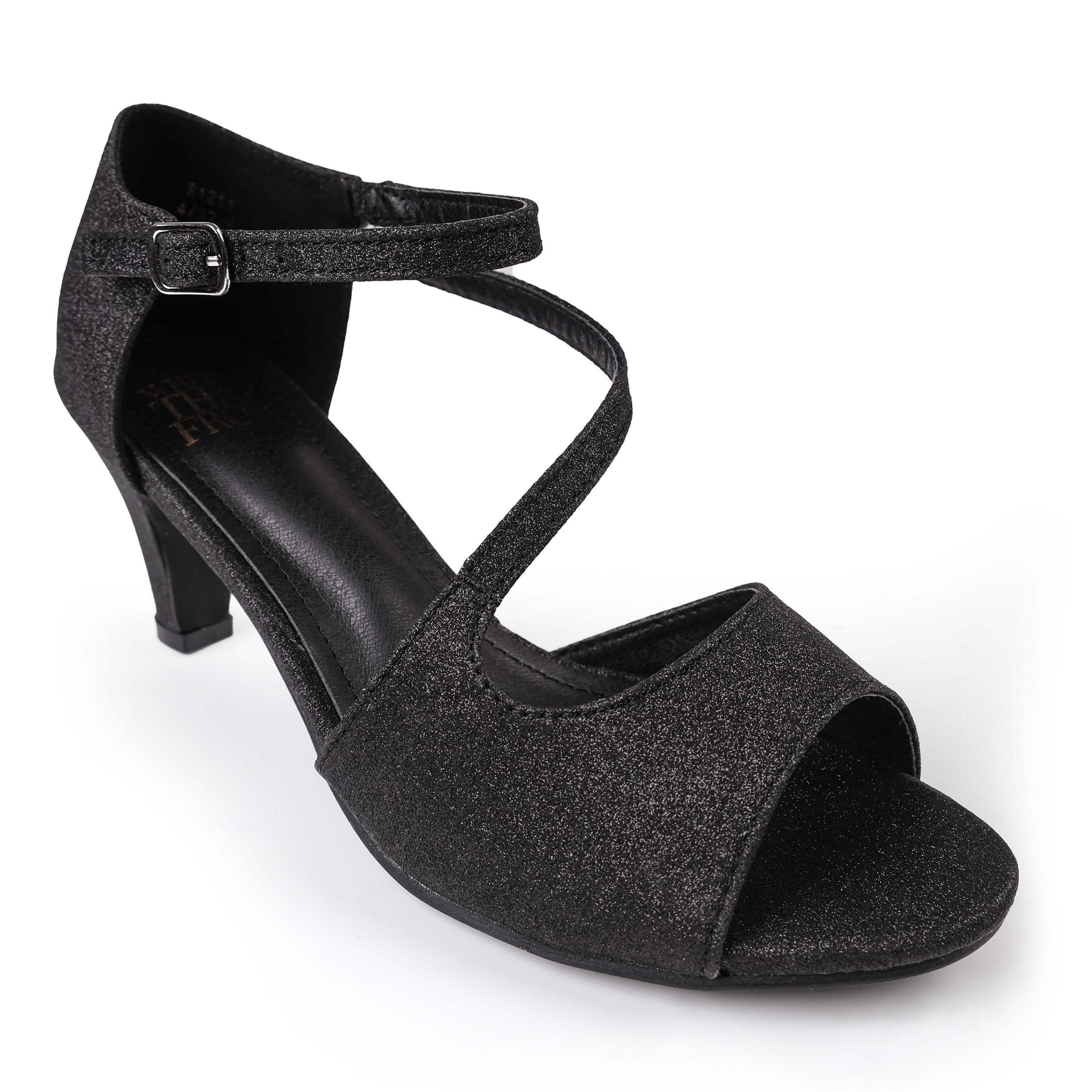 Black Glitter - Wheres That From - Black Glitter Beatrice Low Kitten Heels - 2