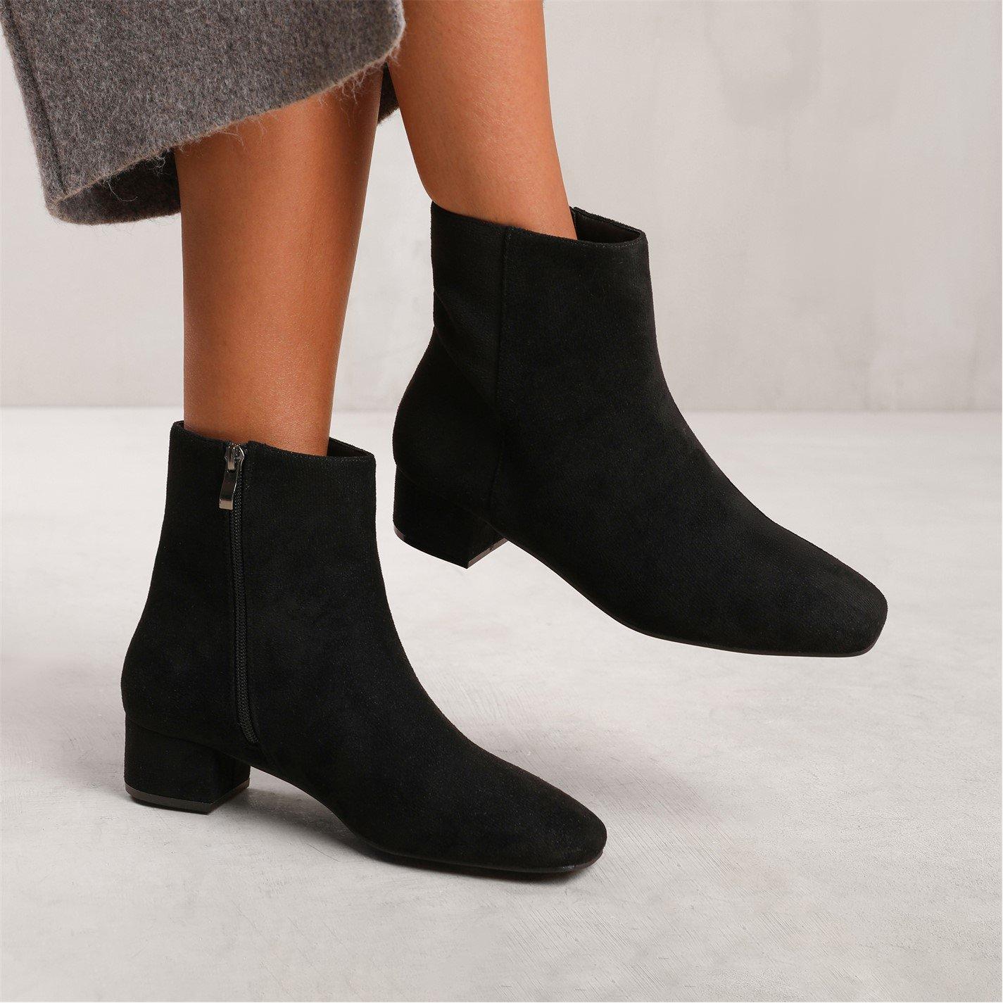 Black Ly Suede - Wheres That From - Philadelphia Black Suede Block Heel Ankle Boots - 2