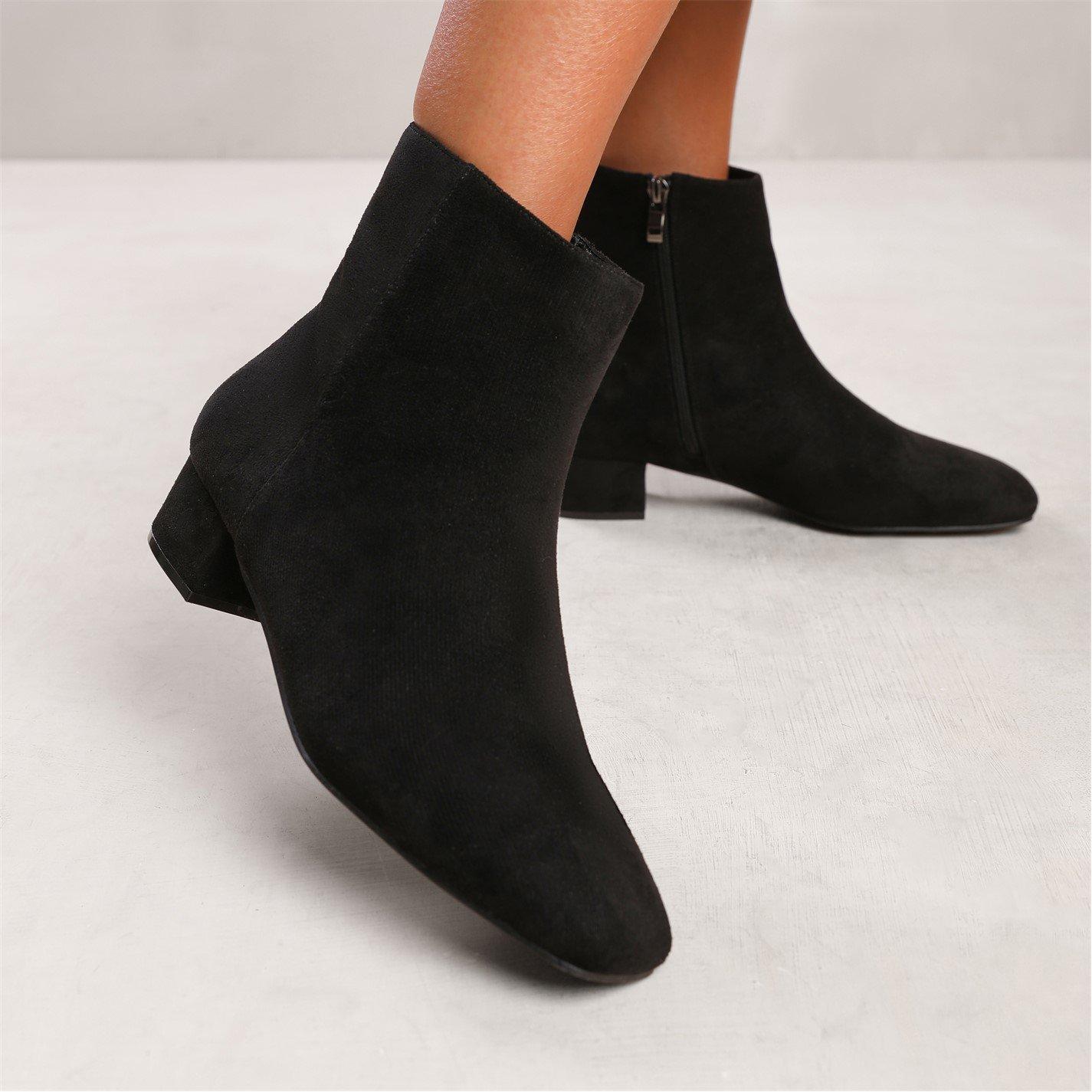 Black Ly Suede - Wheres That From - Philadelphia Black Suede Block Heel Ankle Boots - 3