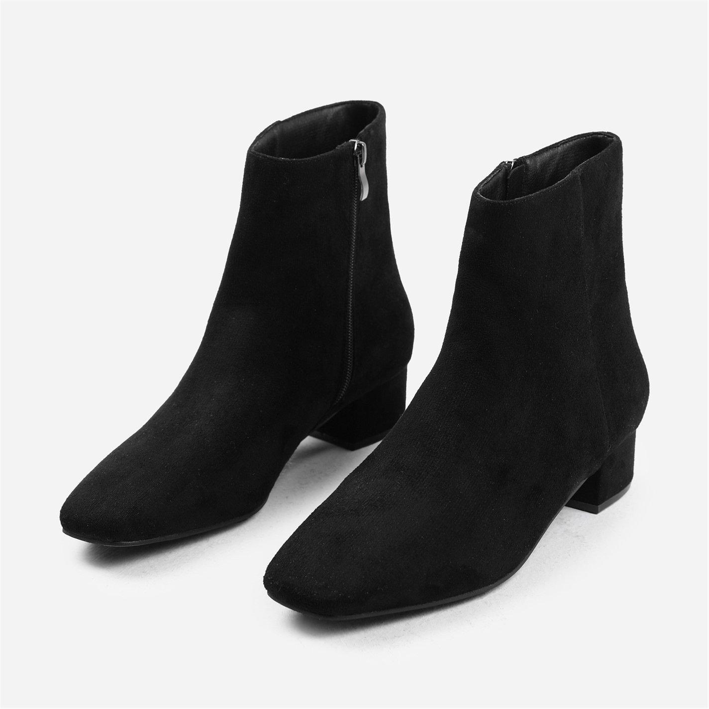 Black Ly Suede - Wheres That From - Philadelphia Black Suede Block Heel Ankle Boots - 4