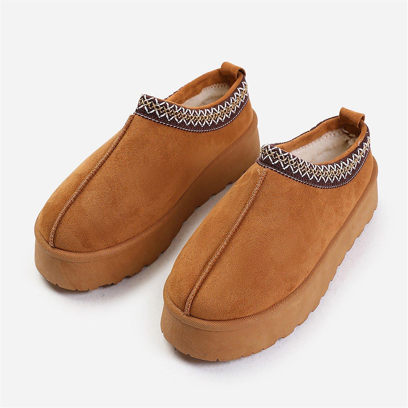 Chestnutsuede - Wheres That From - Allegra Chestnut Faux-Suede Embroidered Ankle Slip - 4