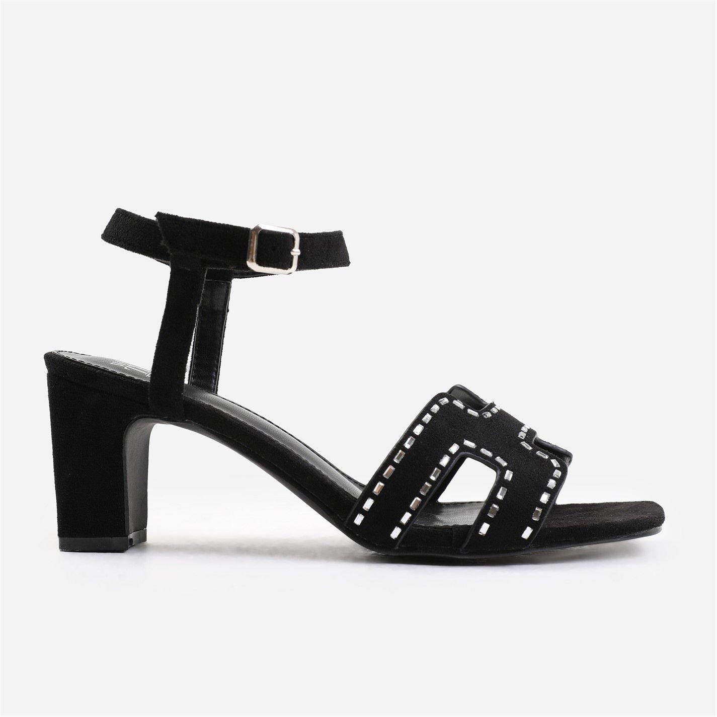 Black Ly Suede - Wheres That From - Elspeth Wide Fit Low Block Heel With Cut Out Detai - 1