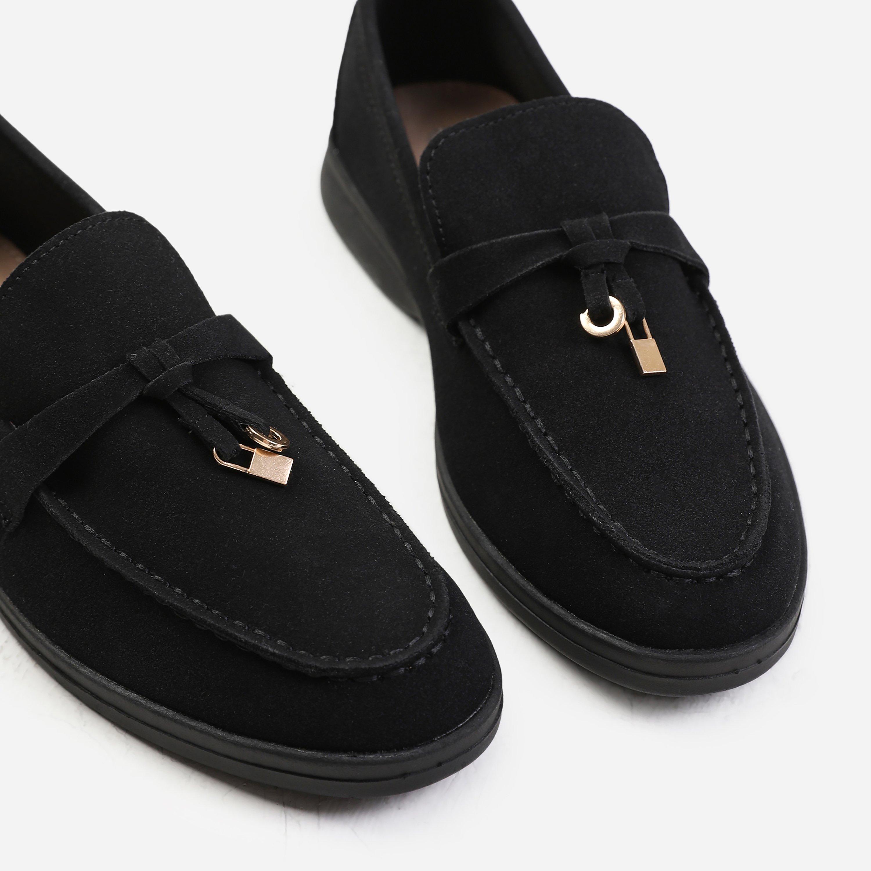 Black Suede - Wheres That From - Black Suede Pegasus Slip On Trim Loafers - 2