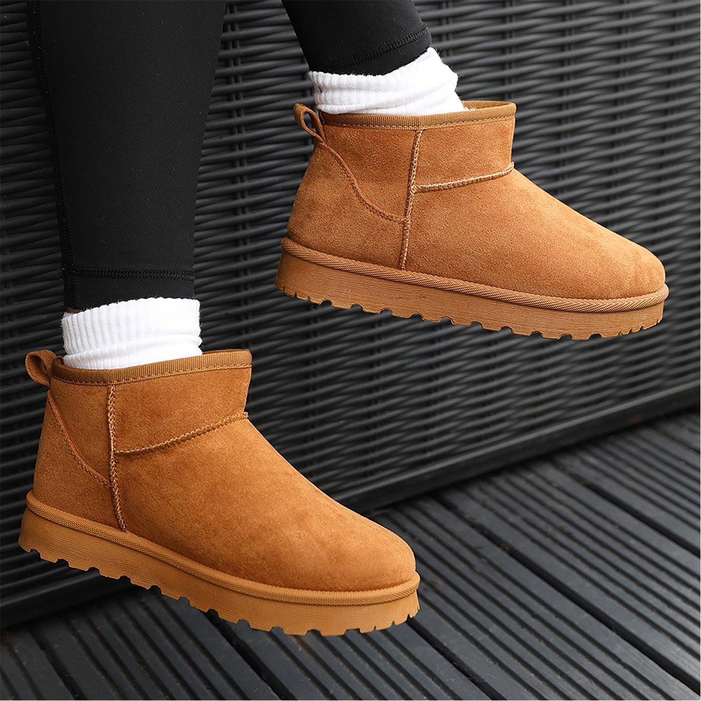 Chestnutsuede - Wheres That From - Chestnut Faux-Suede Maple Faux Fur Slipper Boots - 2