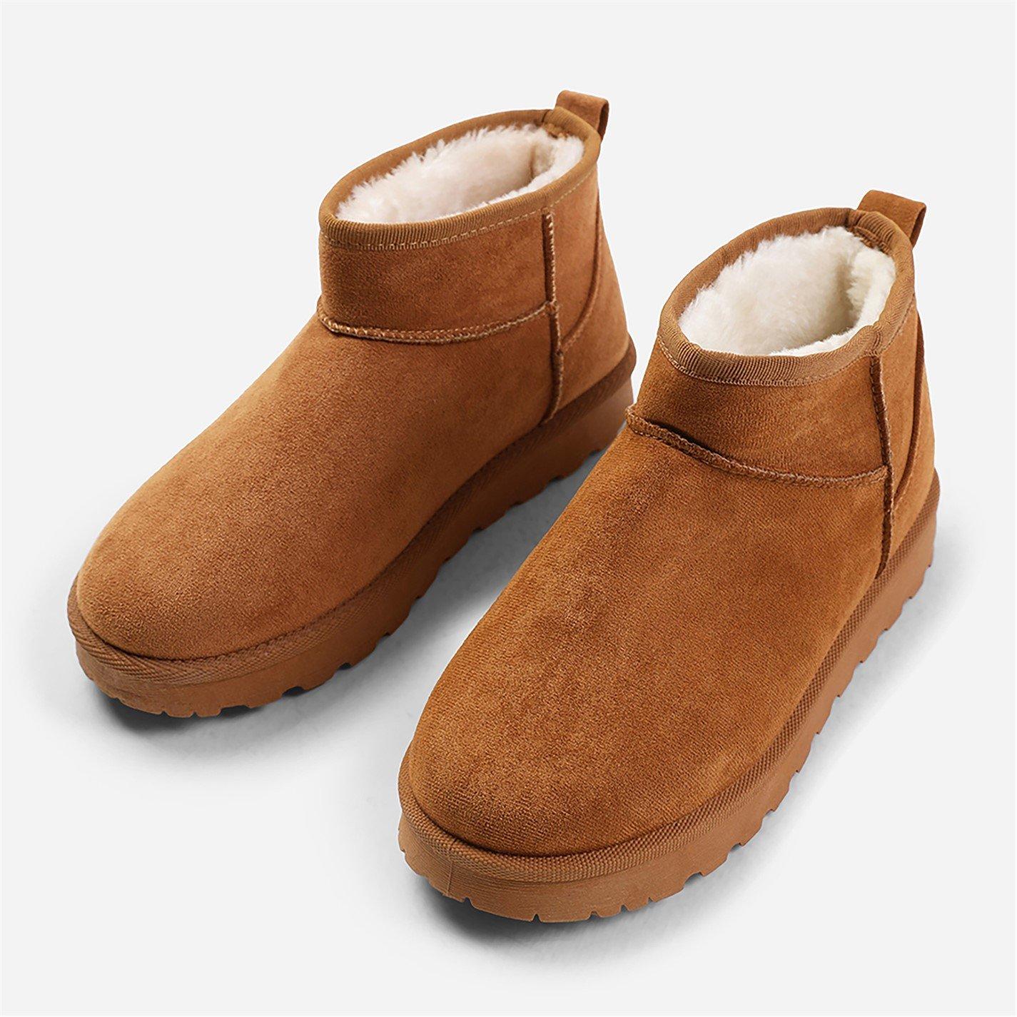 Chestnutsuede - Wheres That From - Chestnut Faux-Suede Maple Faux Fur Slipper Boots - 3
