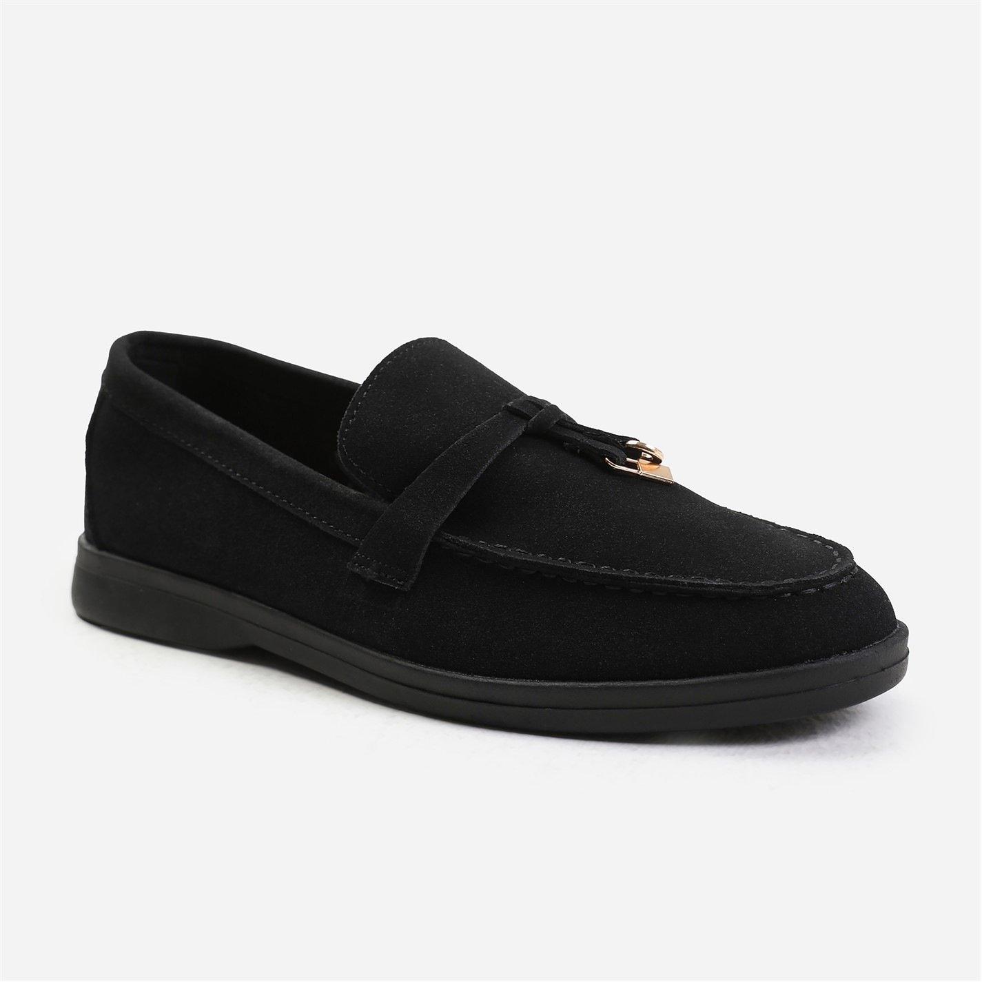Black Suede - Wheres That From - Black Suede Pegasus Wide-Fit Slip On Loafers - 1