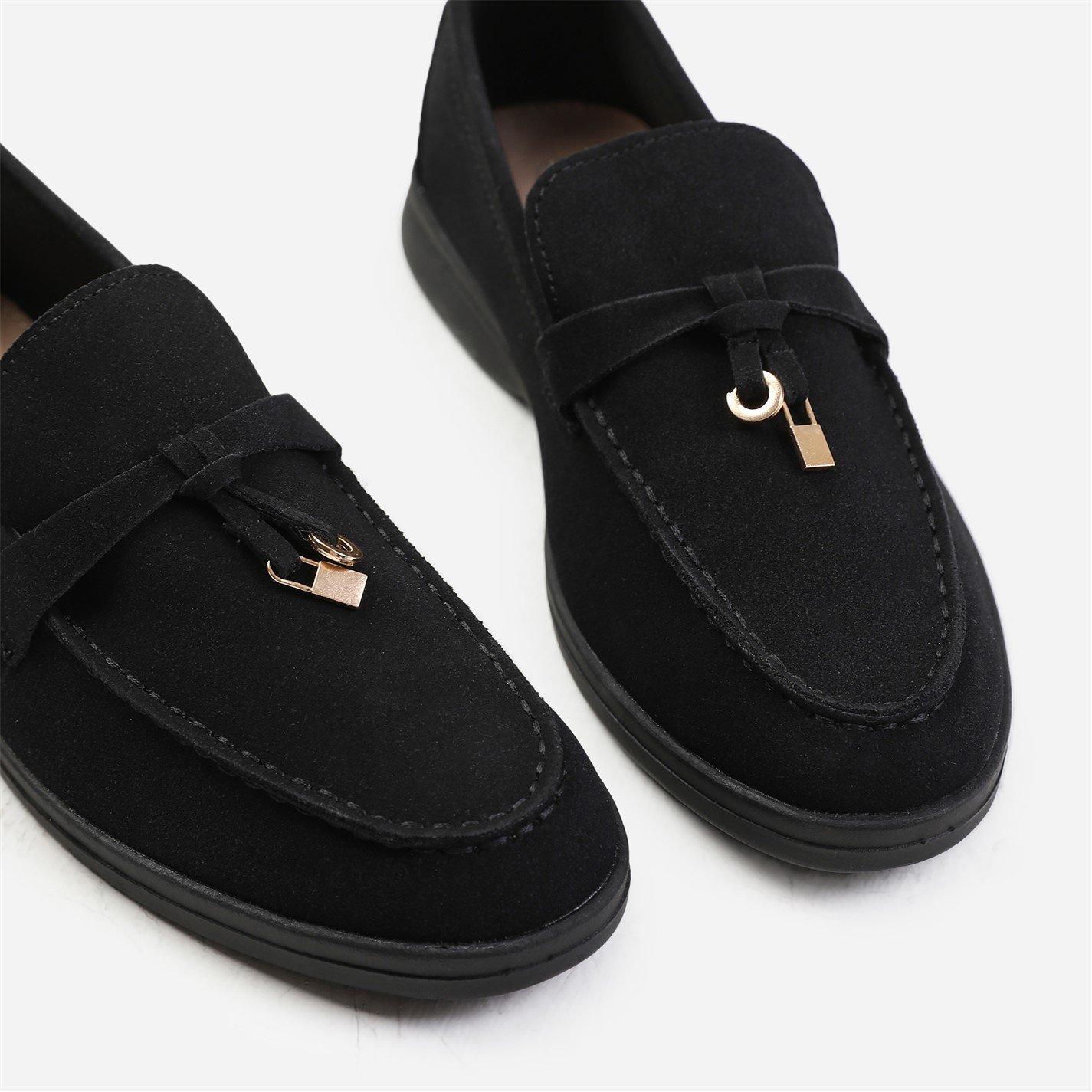Black Suede - Wheres That From - Black Suede Pegasus Wide-Fit Slip On Loafers - 4