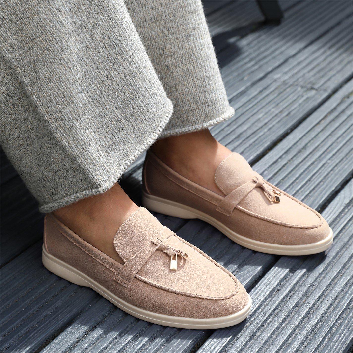 Khakisuede - Wheres That From - Khaki Suede Pegasus Slip On Trim Loafers - 4