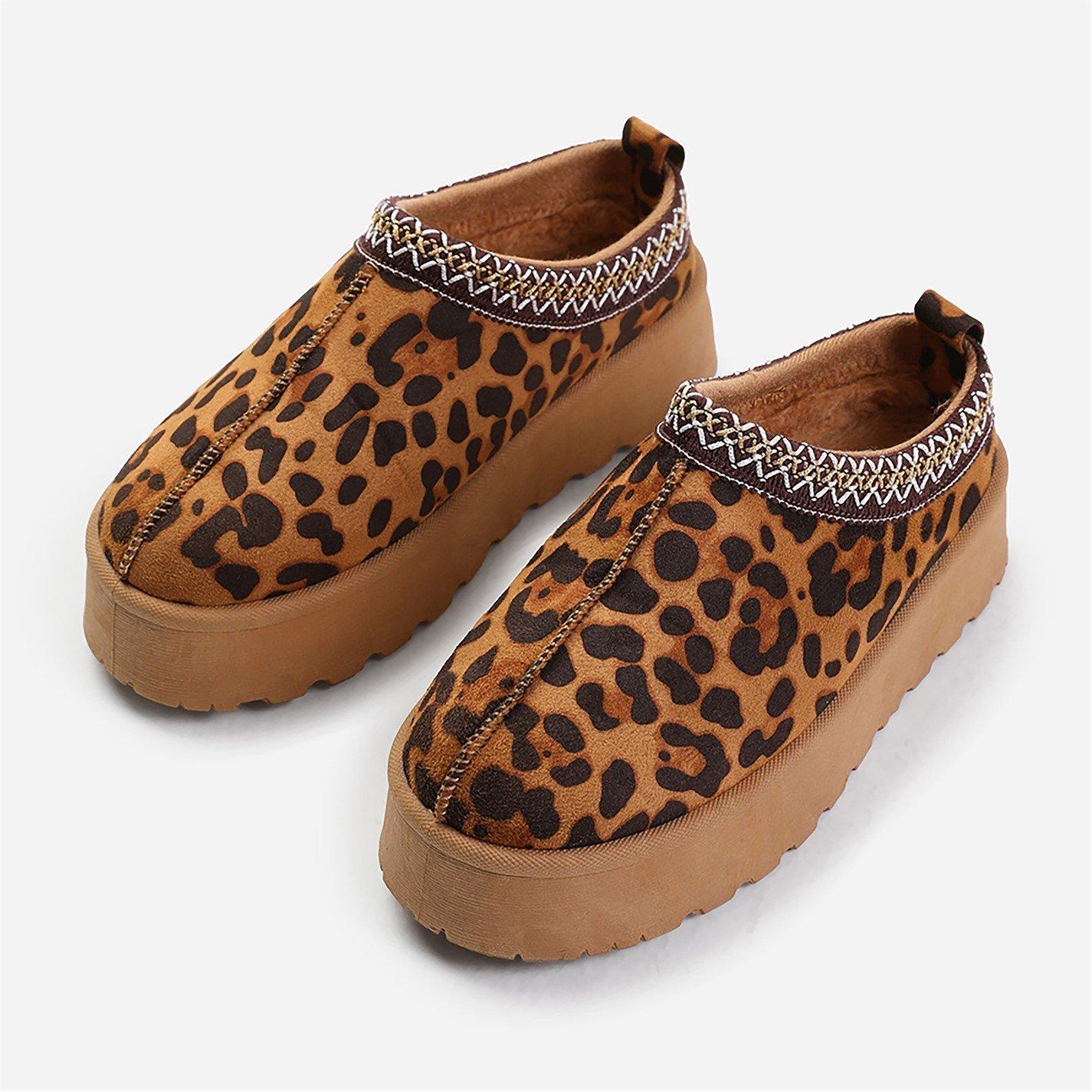 Leopardsuede - Wheres That From - Flatform Embroidered Low Ankle Slipper Boots - 3