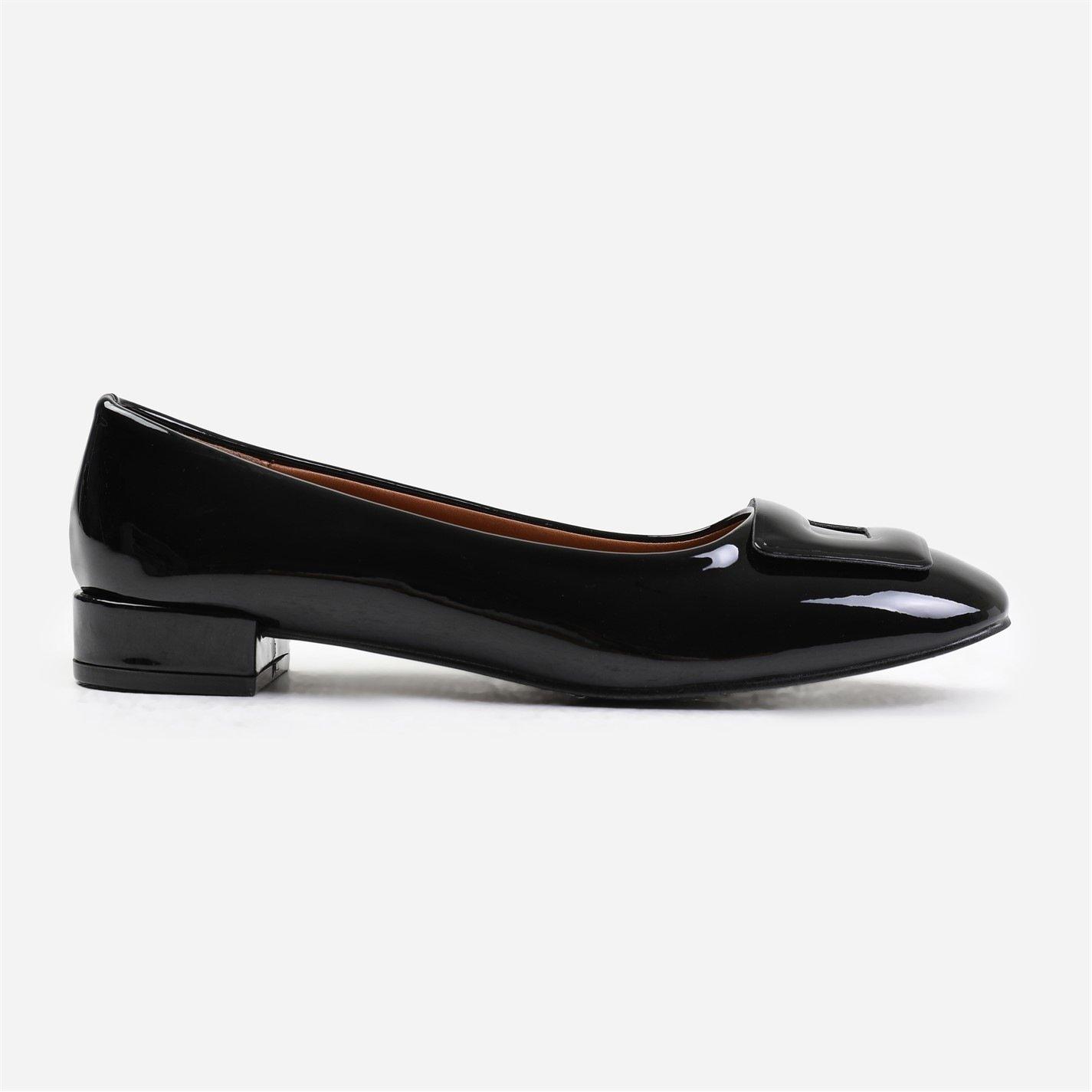 Black Patent - Wheres That From - Andorra Wide Fit Flat Ballerina Pump In Black Pate - 1