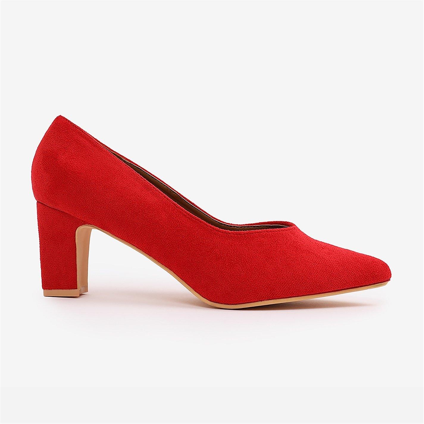 Redly Suede - Wheres That From - Serena Wide Fit Block Heel With Pointed Toe In Red - 1