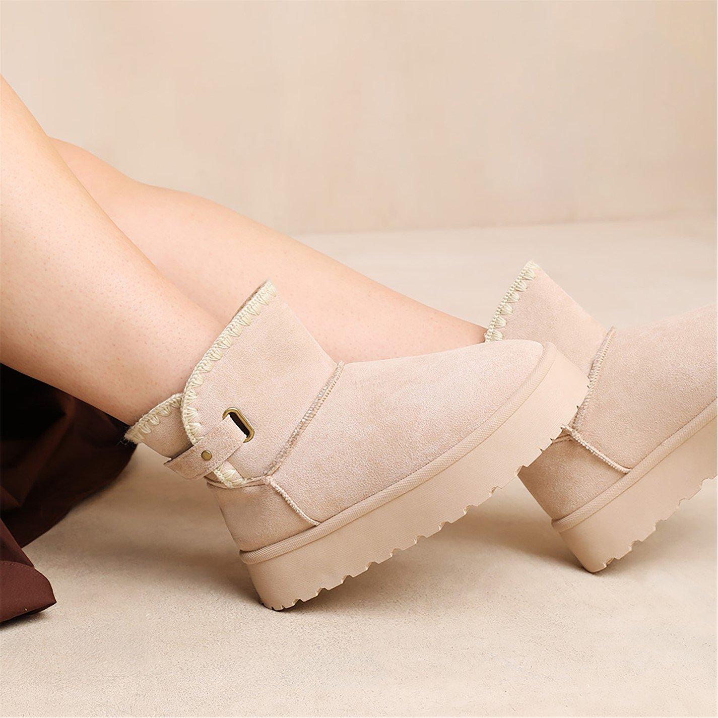 Creamsuede - Wheres That From - Calla Flatform Fur Lining Ankle Boot With Velcro F - 2