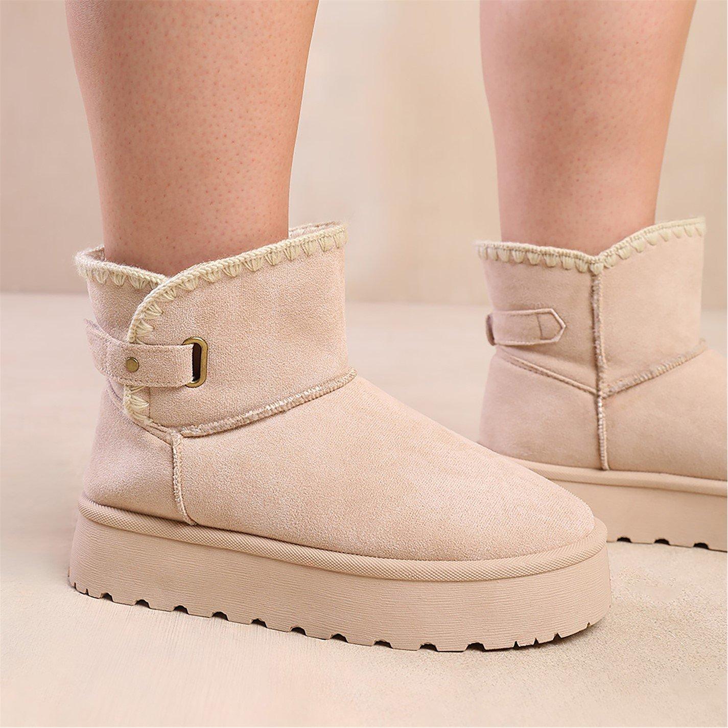 Creamsuede - Wheres That From - Calla Flatform Fur Lining Ankle Boot With Velcro F - 3