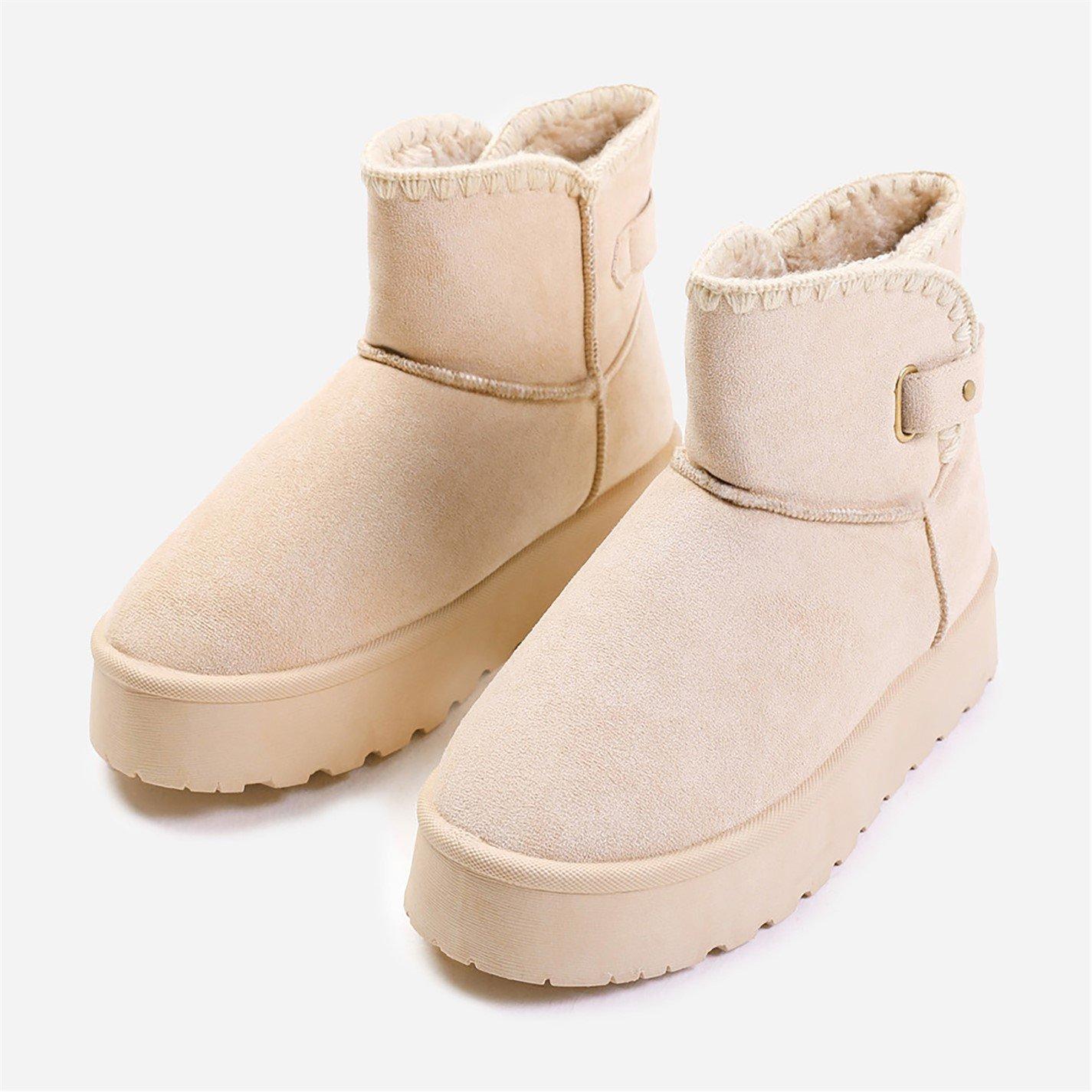Creamsuede - Wheres That From - Calla Flatform Fur Lining Ankle Boot With Velcro F - 4
