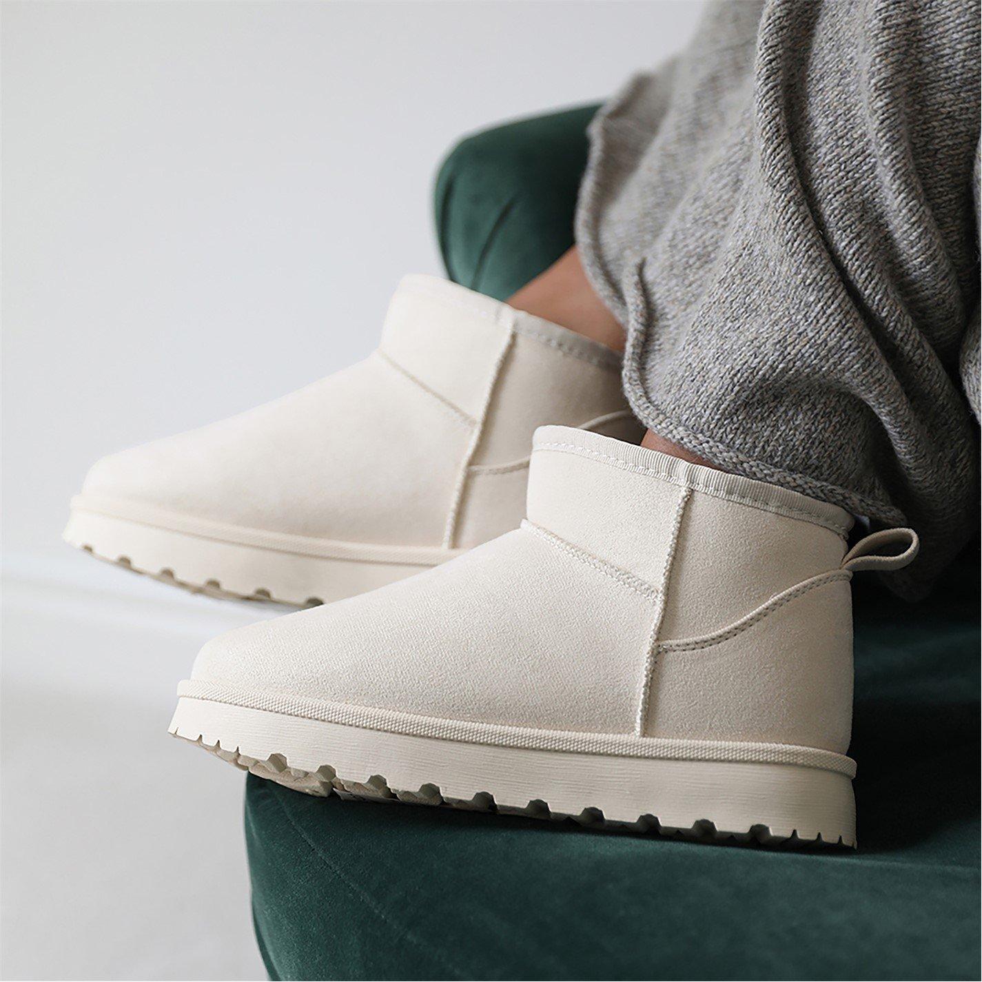 Creamsuede - Wheres That From - Cream Faux-Suede Maple Faux Fur Slipper Boots - 2