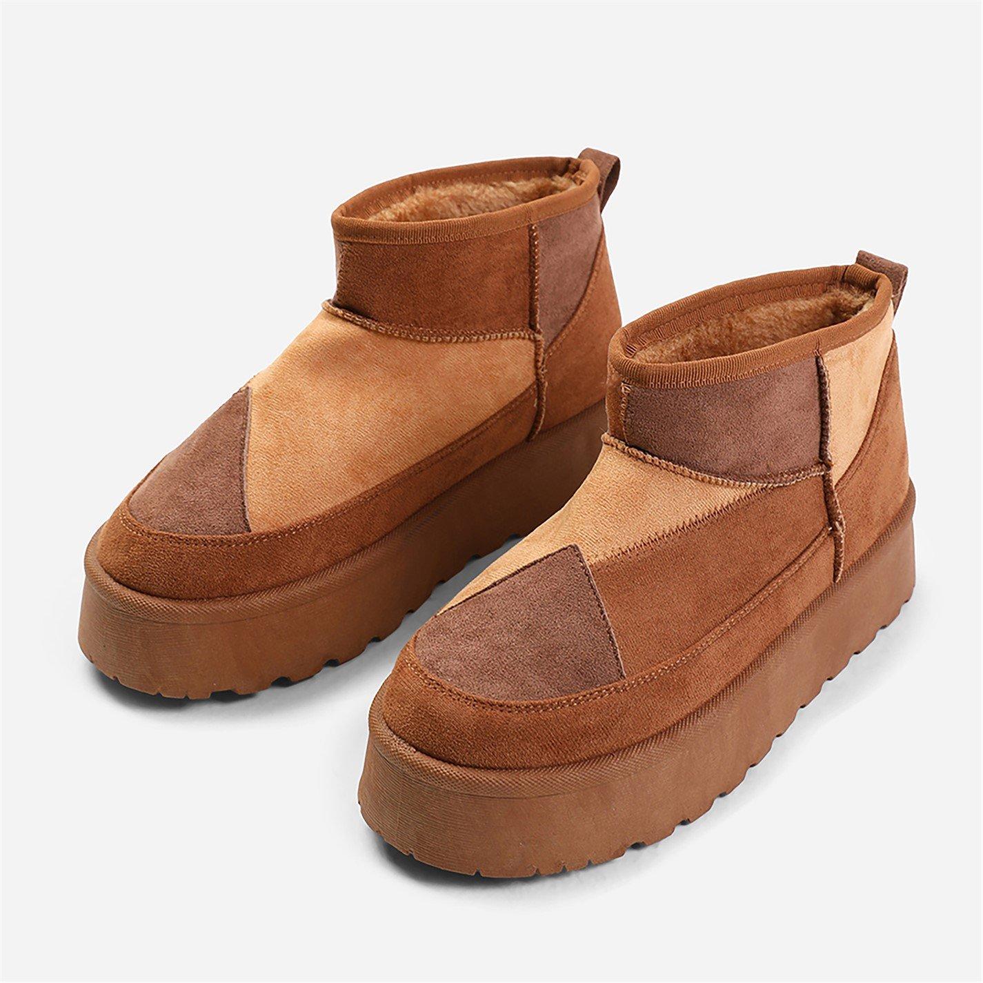 Chestnutmixsued - Wheres That From - Coconut Flatform Patchwork Faux Fur Lining Ankle B - 4