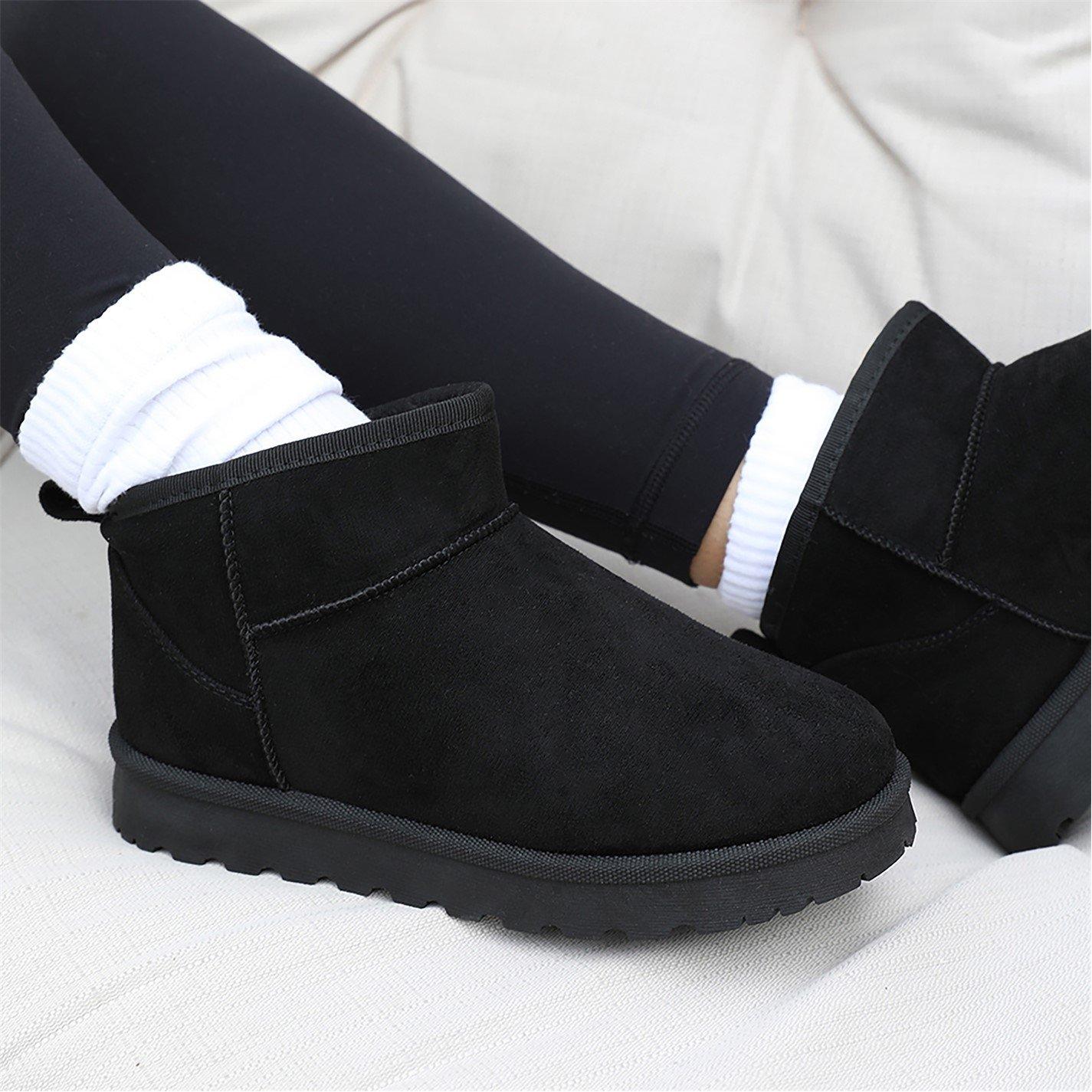 Black Suede - Wheres That From - Black Faux-Suede Maple Faux Fur Slipper Boots - 2