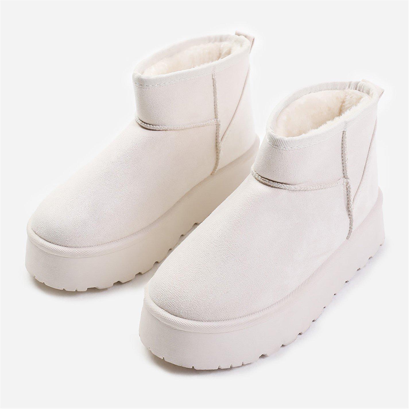 Creamsuede - Wheres That From - Zyla Cream Faux-Suede Fur Lining Slipper Boots - 3