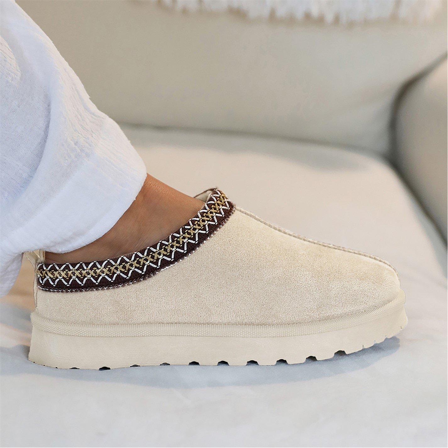 Creamsuede - Wheres That From - Pine Cream Faux-Suede Fur Lining Slipper Boots - 2