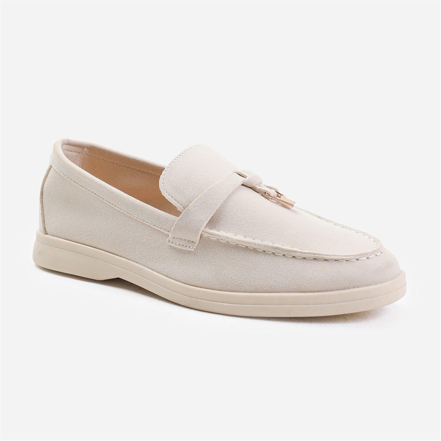 Wheres That From Women's Beige Suede Pegasus Wide-Fit Slip On Loafers - Beigesuede - 4