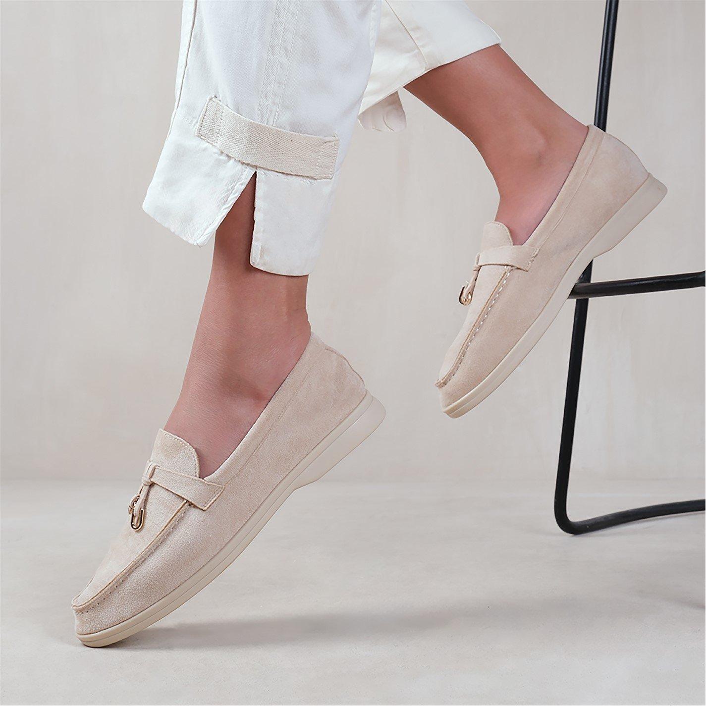 Beigesuede - Wheres That From - Beige Suede Pegasus Wide-Fit Slip On Loafers - 3