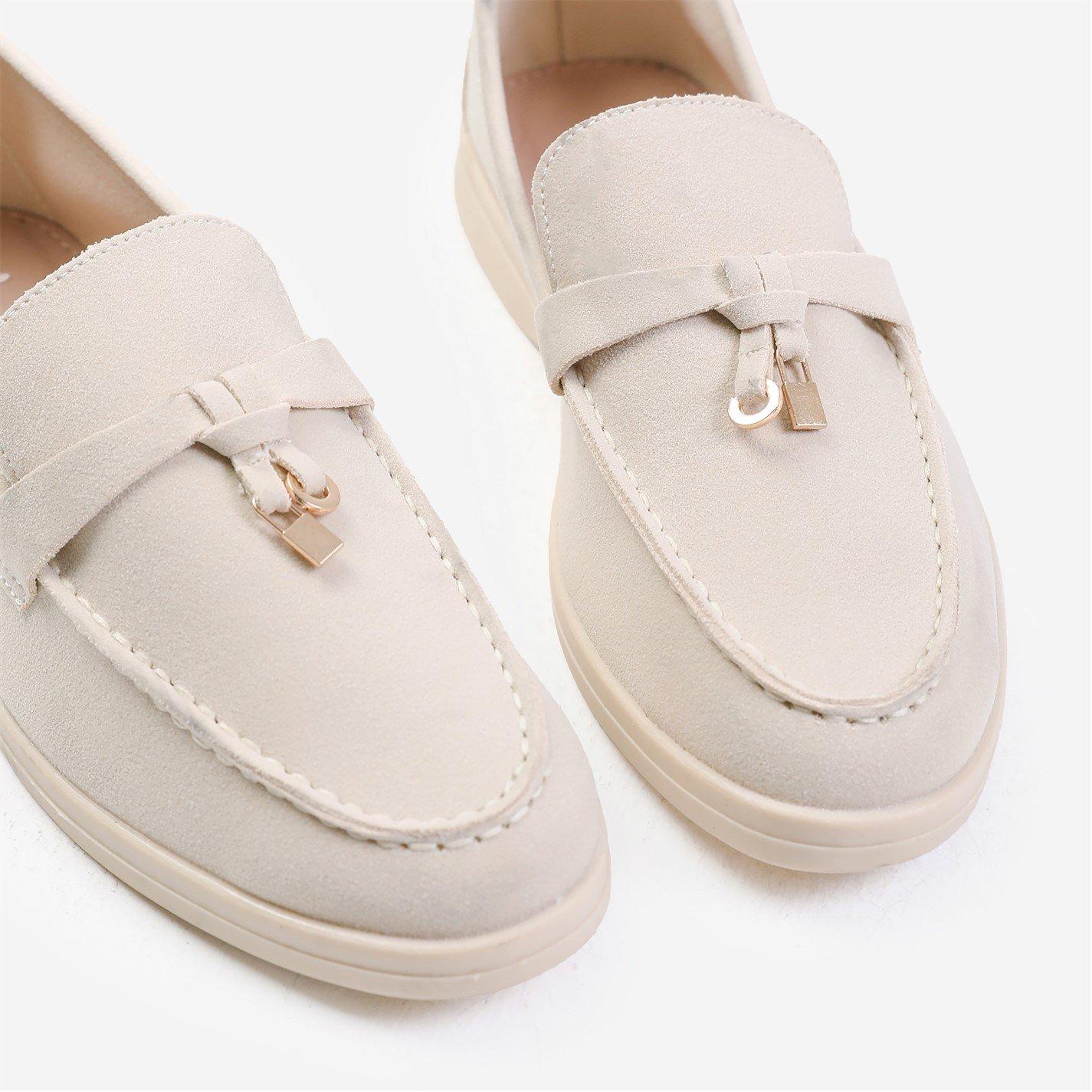 Beigesuede - Wheres That From - Beige Suede Pegasus Wide-Fit Slip On Loafers - 4