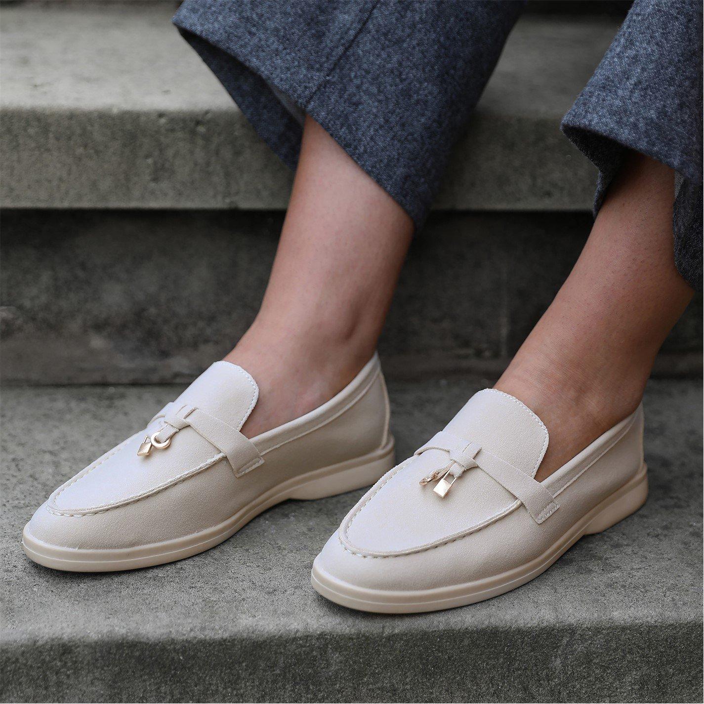 Beigesuede - Wheres That From - Beige Suede Pegasus Wide-Fit Slip On Loafers - 5