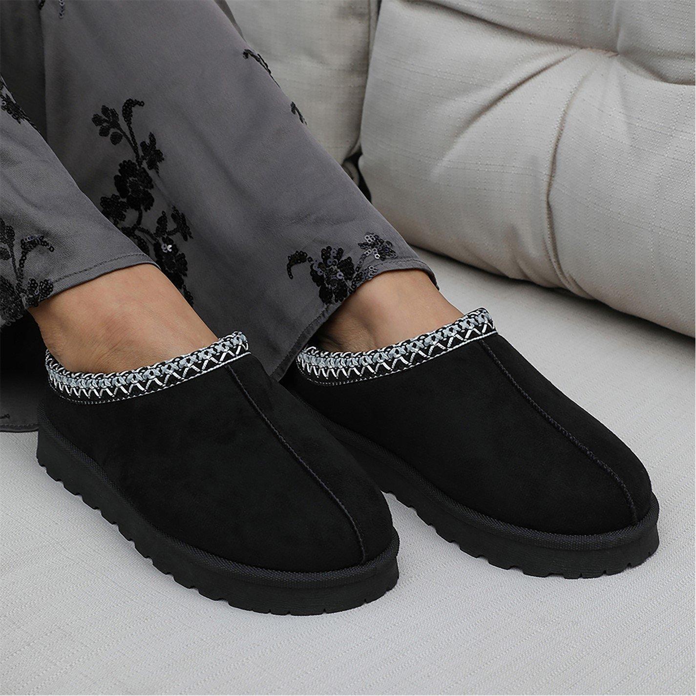 Black Suede - Wheres That From - Pine Black Faux-Suede Fur Lining Slipper Boots - 2