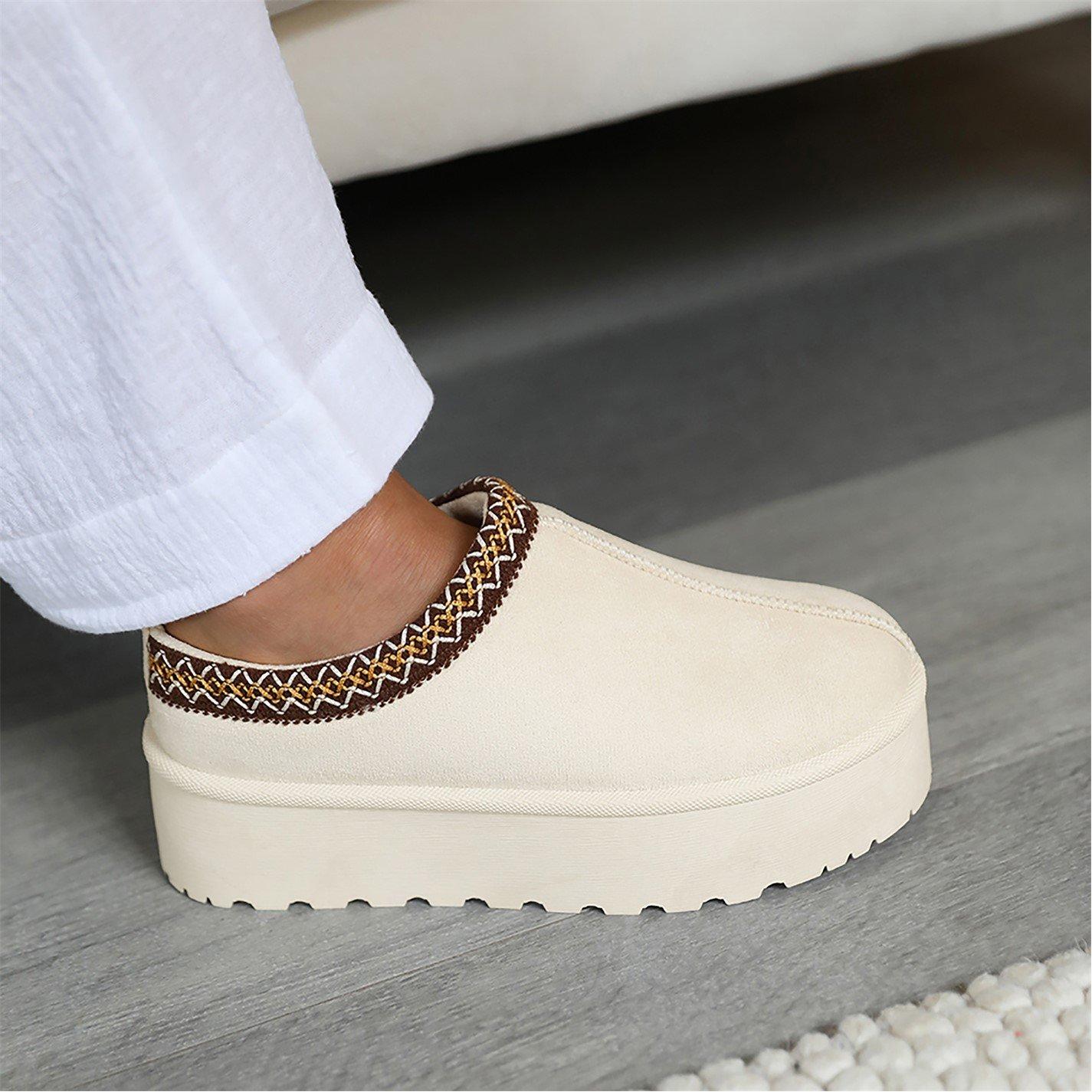 Creamsuede - Wheres That From - Allegra Cream Faux-Suede Embroidered Ankle Slipper - 2