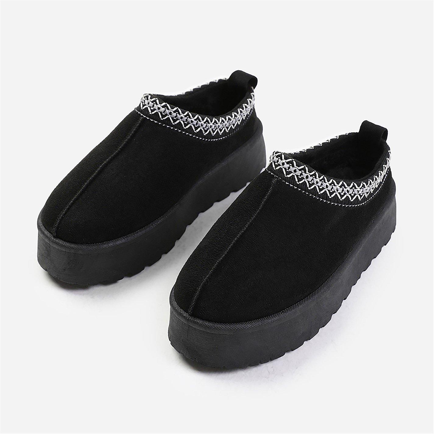 Black Suede - Wheres That From - Allegra Black Faux-Suede Embroidered Ankle Slipper - 4