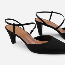 Wheres That From Kansas Black Cross Over Slingback Strap Heels