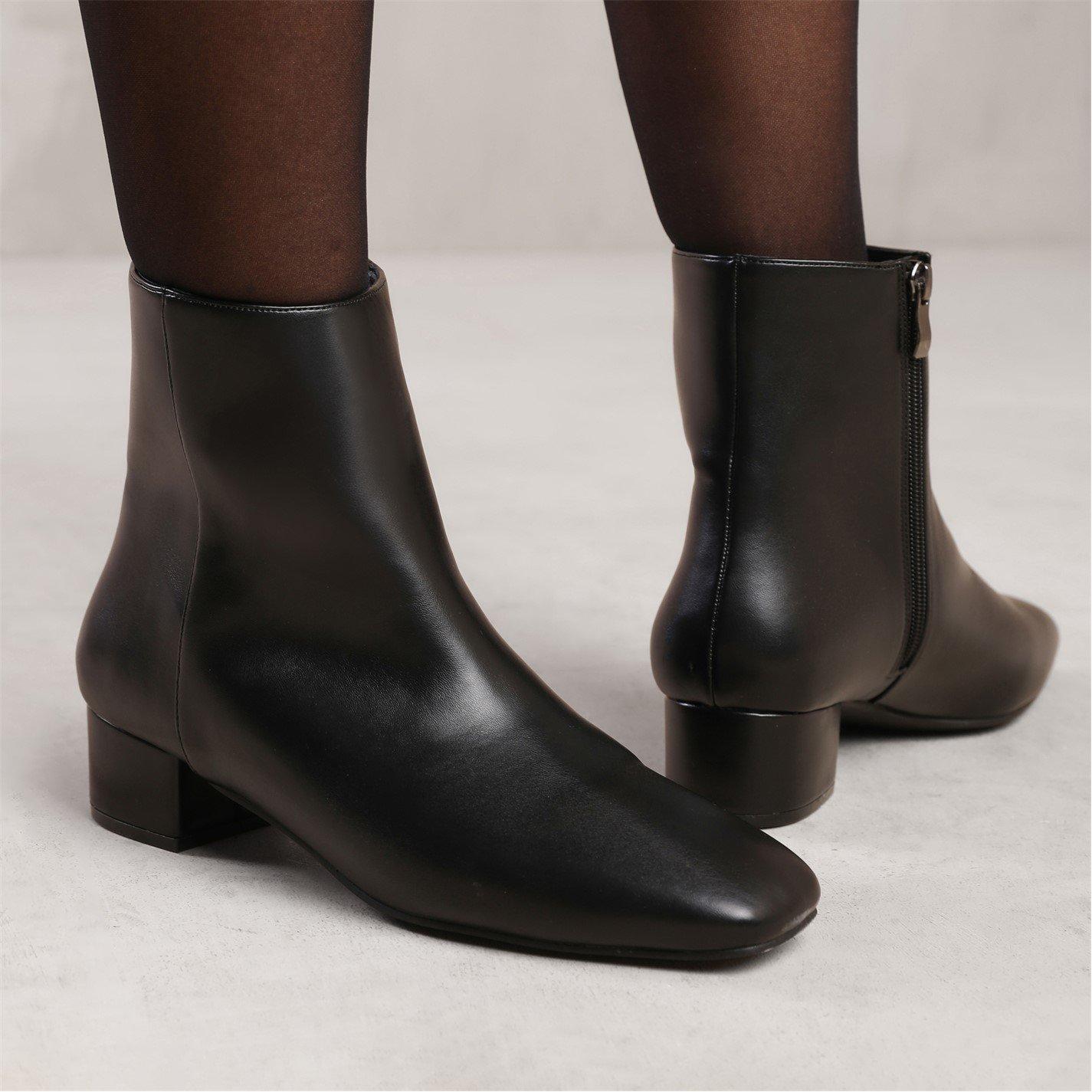 Black Pu - Wheres That From - Philadelphia Black Pu Block Heel Ankle Boots - 2
