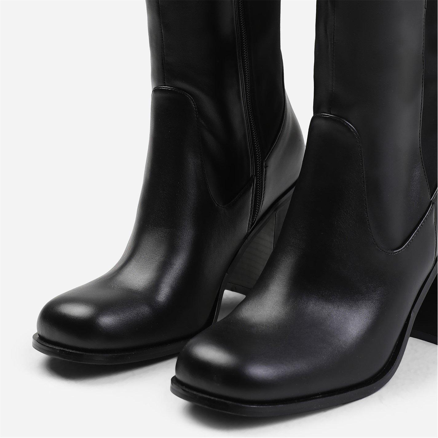 Black Pu - Wheres That From - Black Pu Zhuri Block Knee High Boot - 4