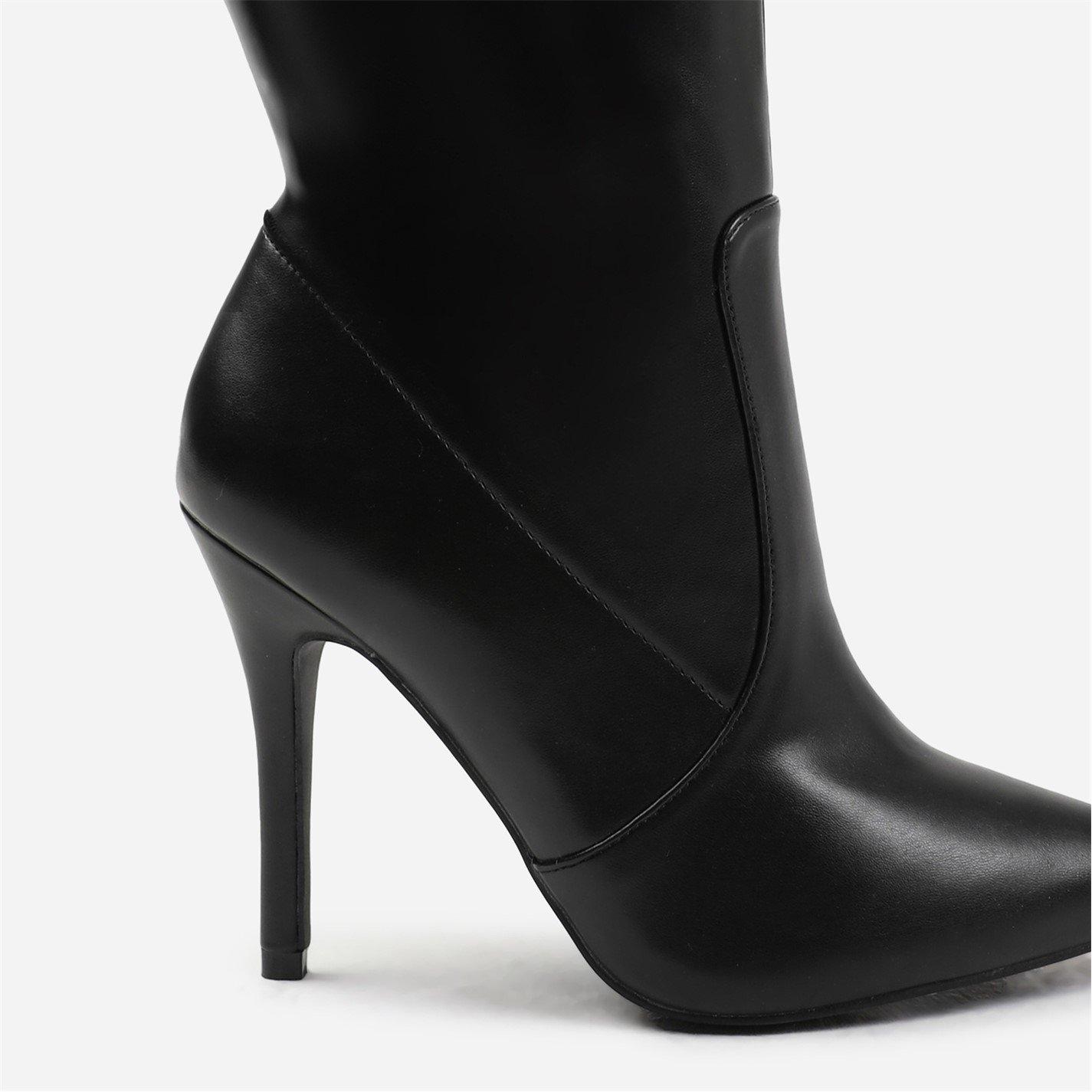 Black Pu - Wheres That From - Black Pu Zoya High Heel Calf Boots - 4